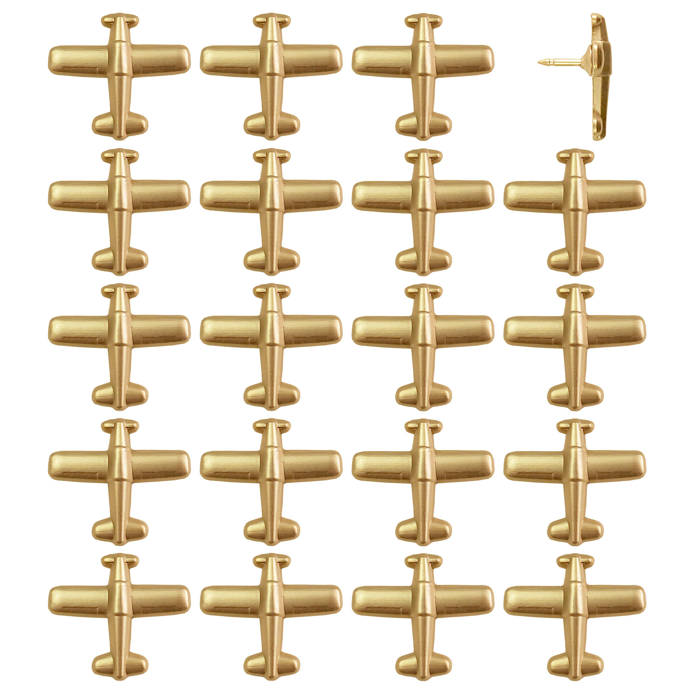 Propeller airplane pin - gold pack of 20
