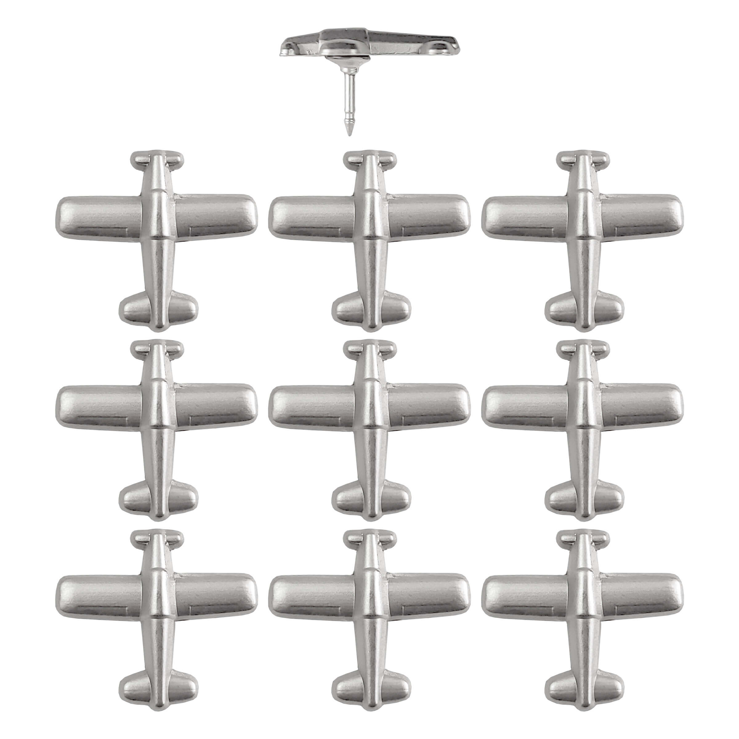 Propeller airplane pin - silver pack of 10