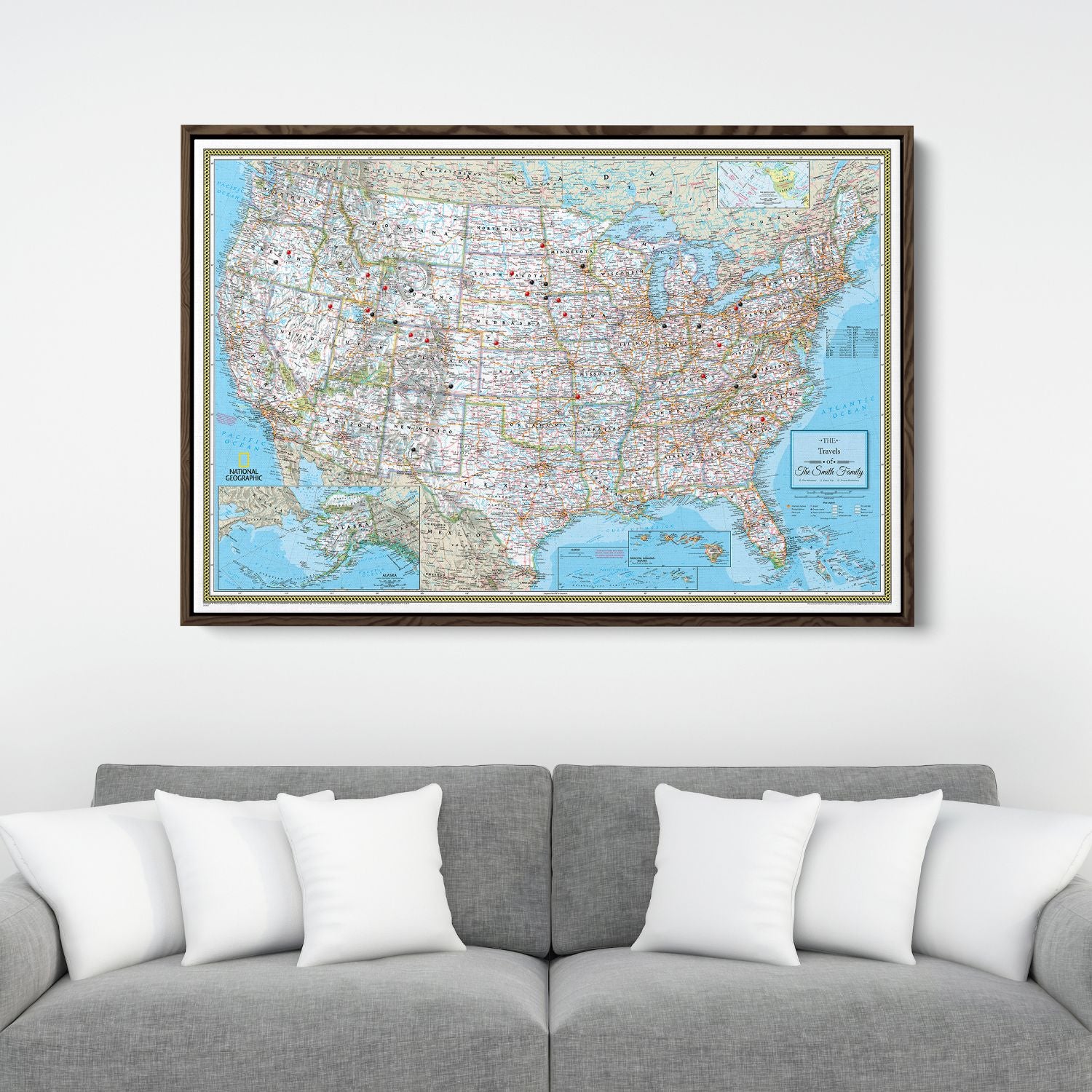 Canvas - Classic USA Travel Pin Map