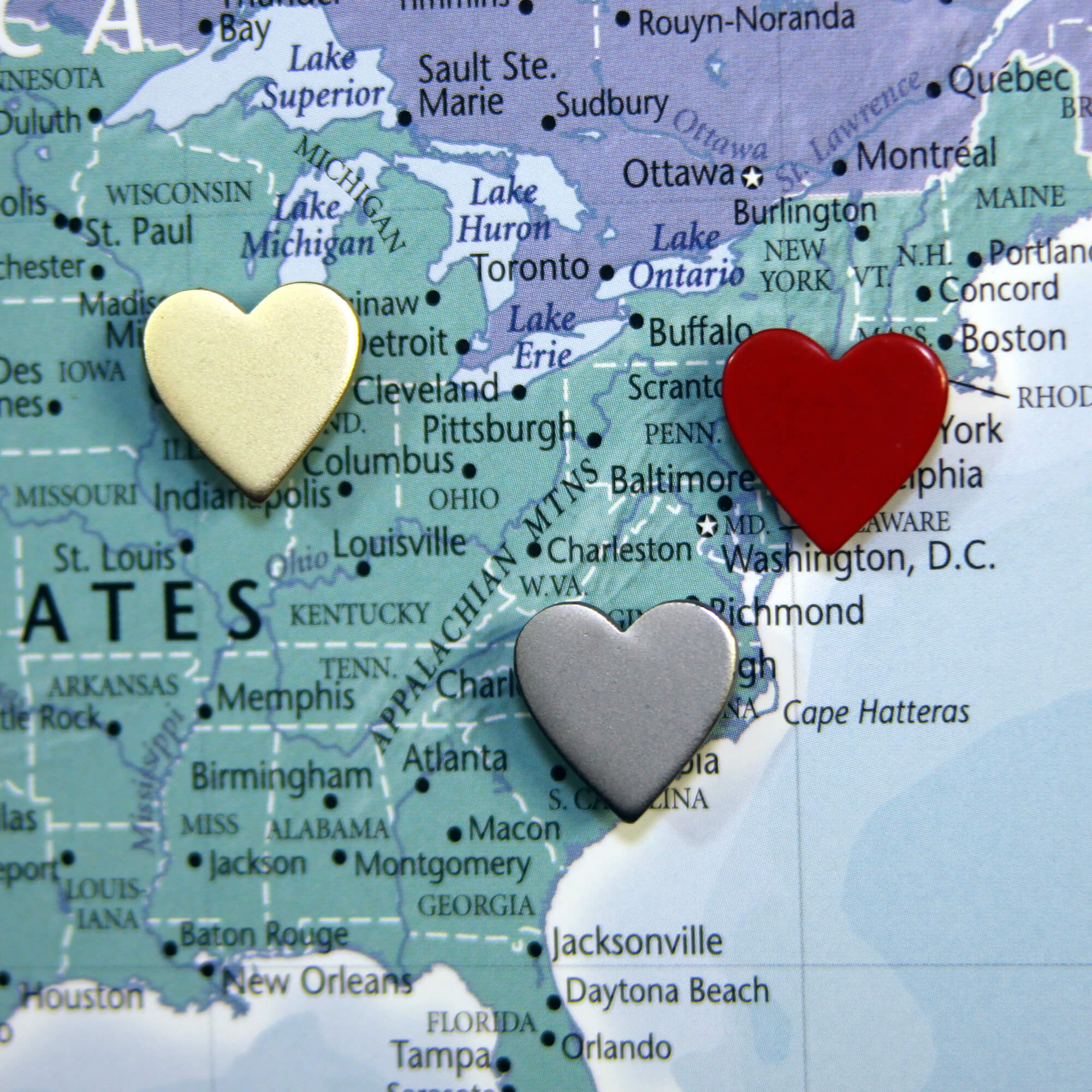 Big Heart Pins in map