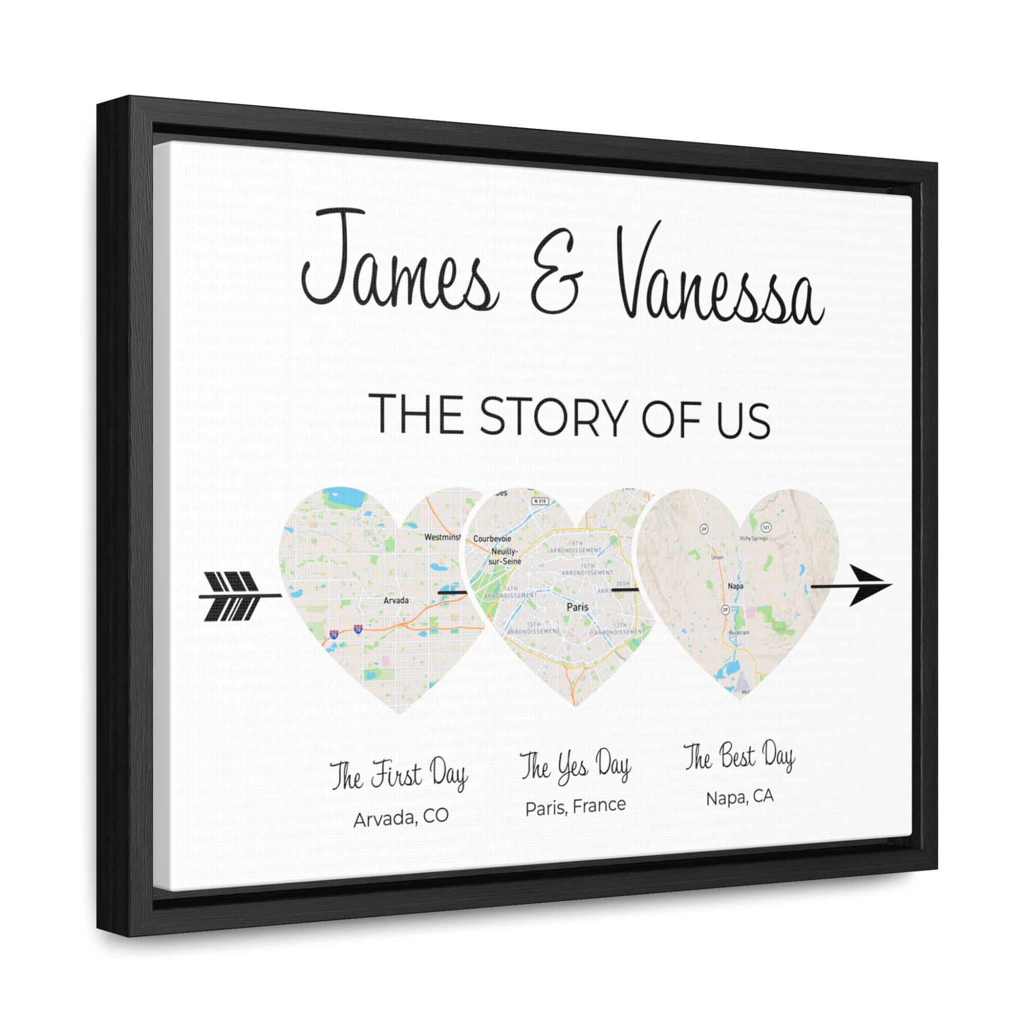 The Story of Us Map | Personalized Relationship Wall Decor | Option 3