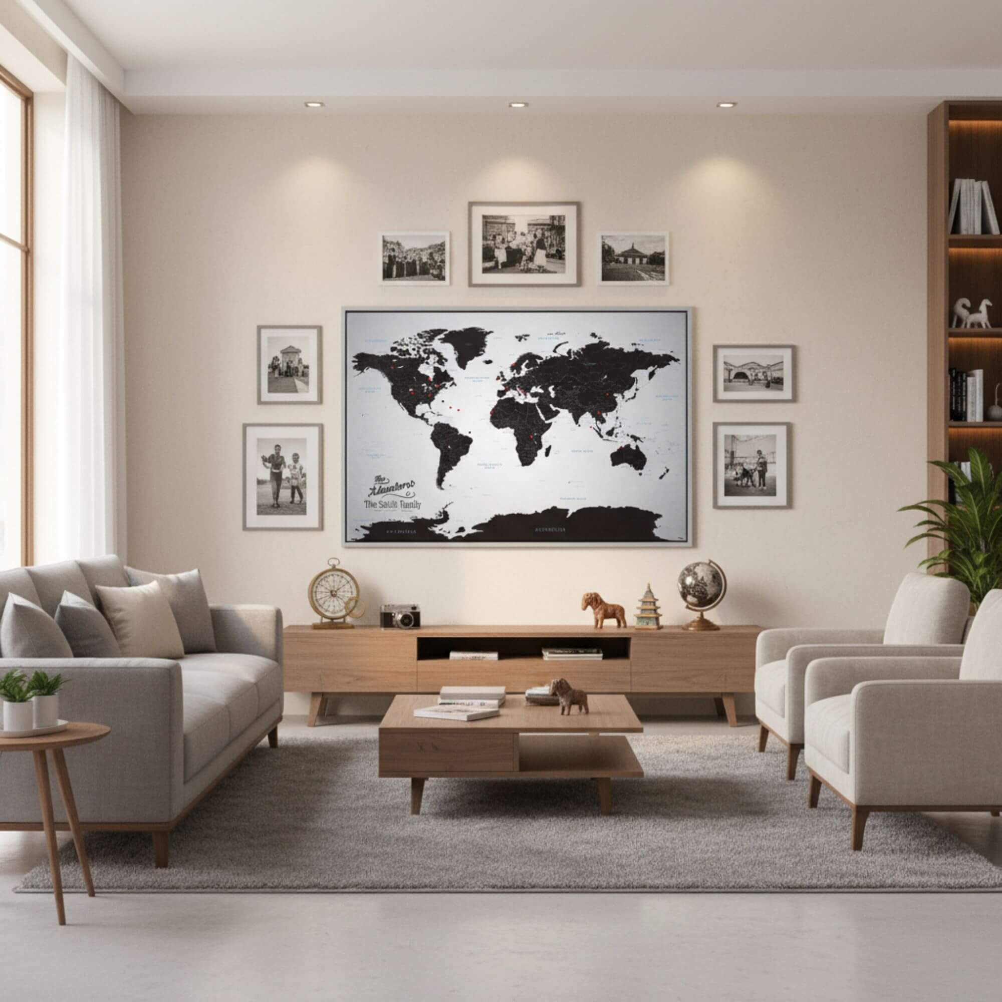 Canvas - Black Ice World Travel Map with pins