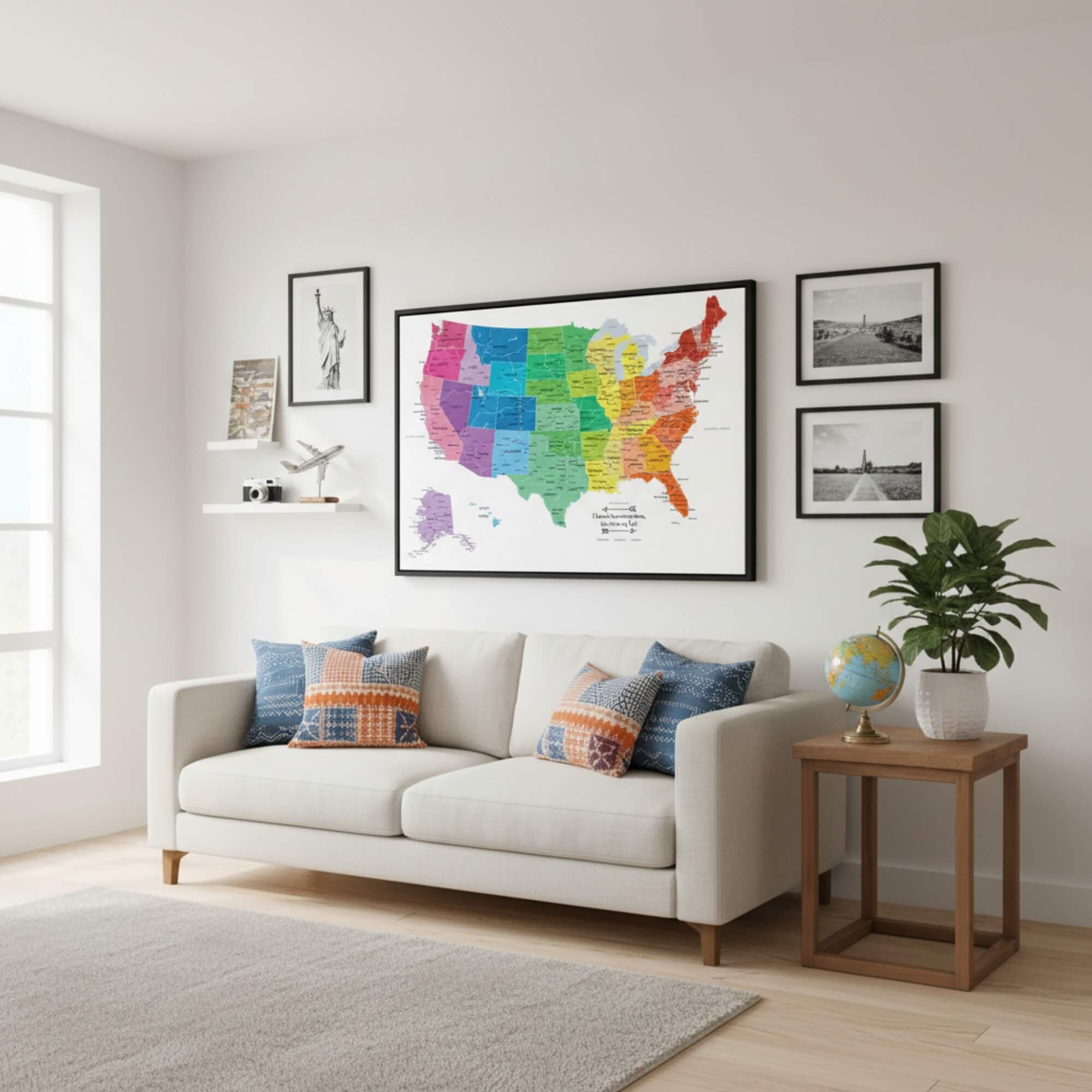 Canvas - Colorful USA Travel Map with pins