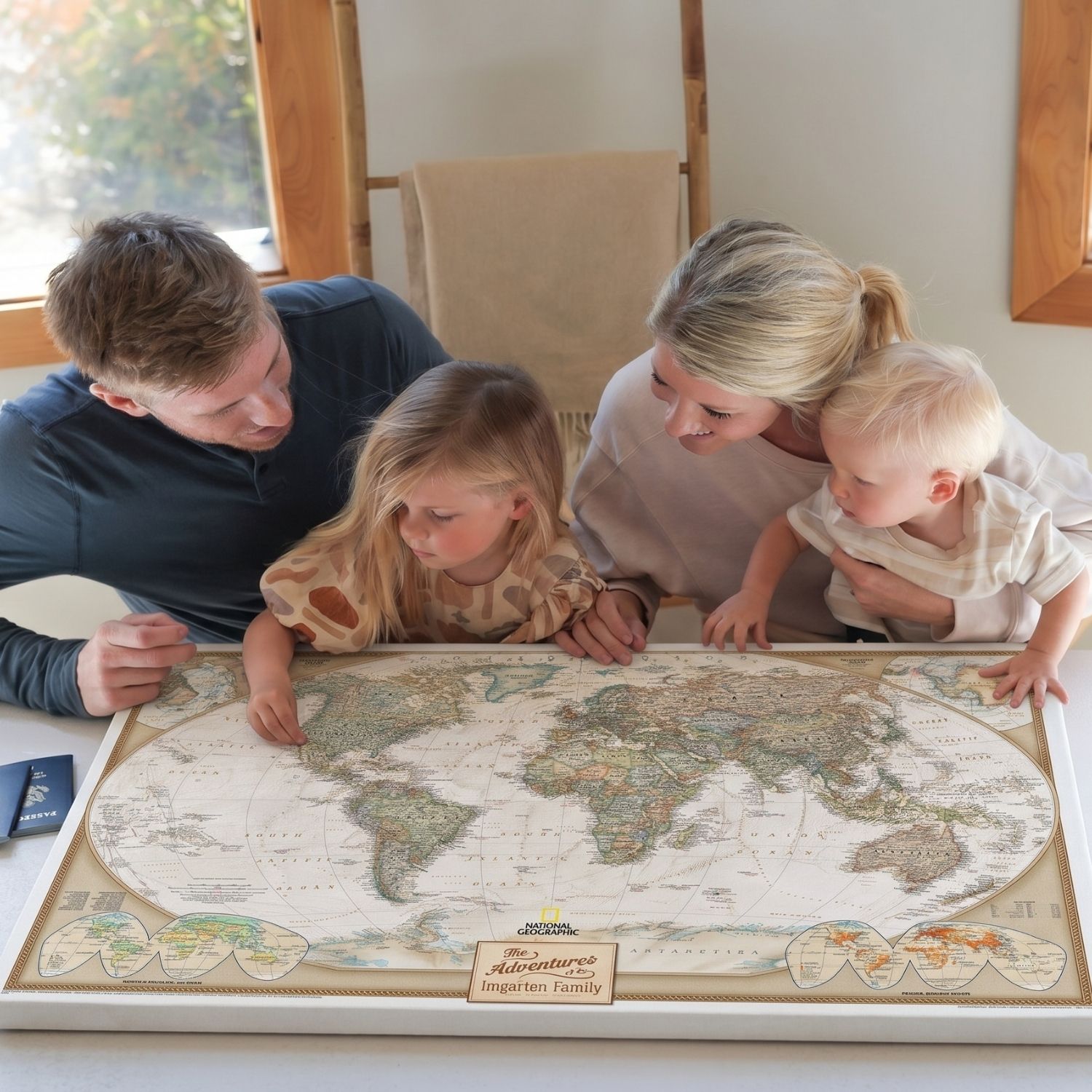 Gallery Wrapped - Executive World Travel Map with pins