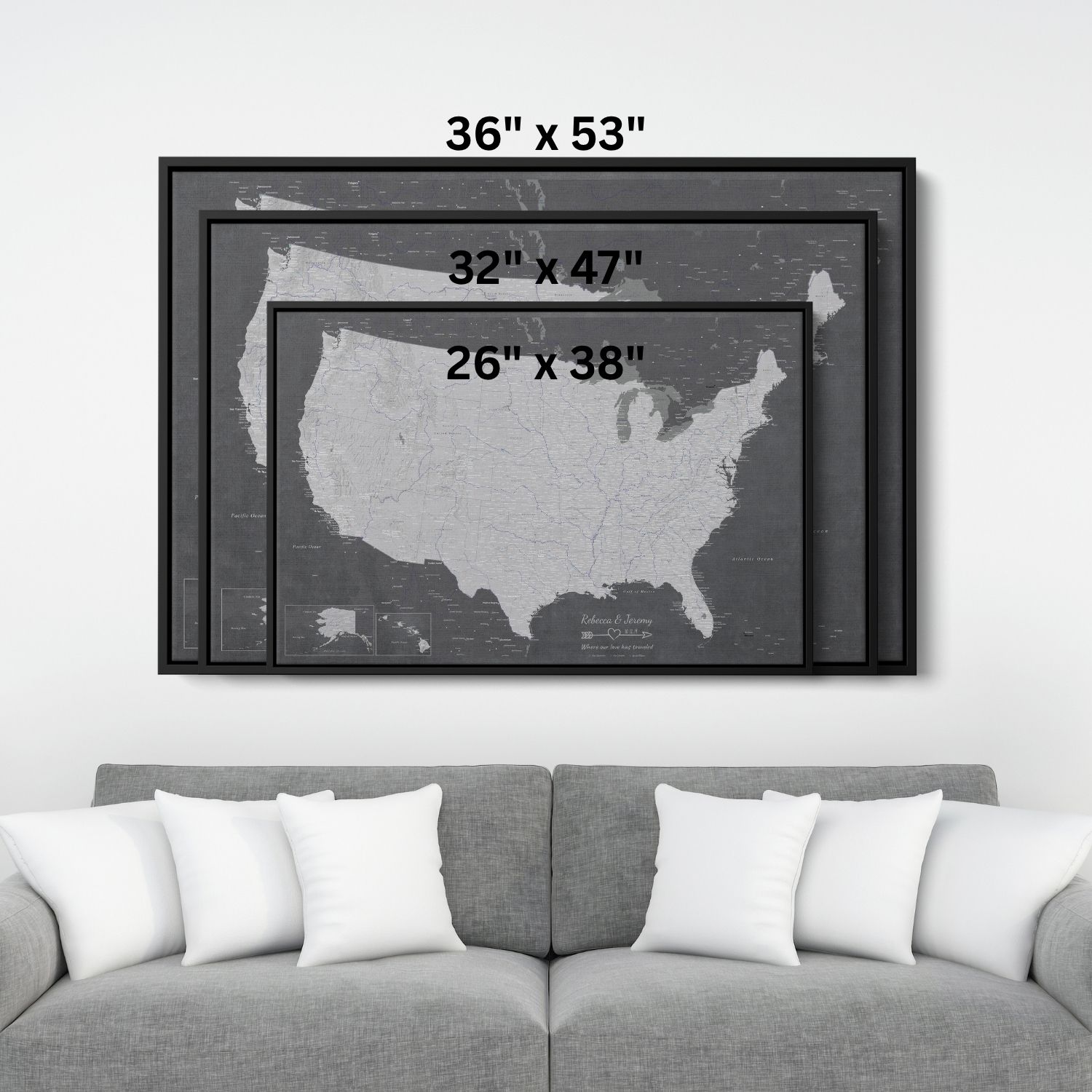 Canvas - Stormy Dreams USA Travel Map with pins