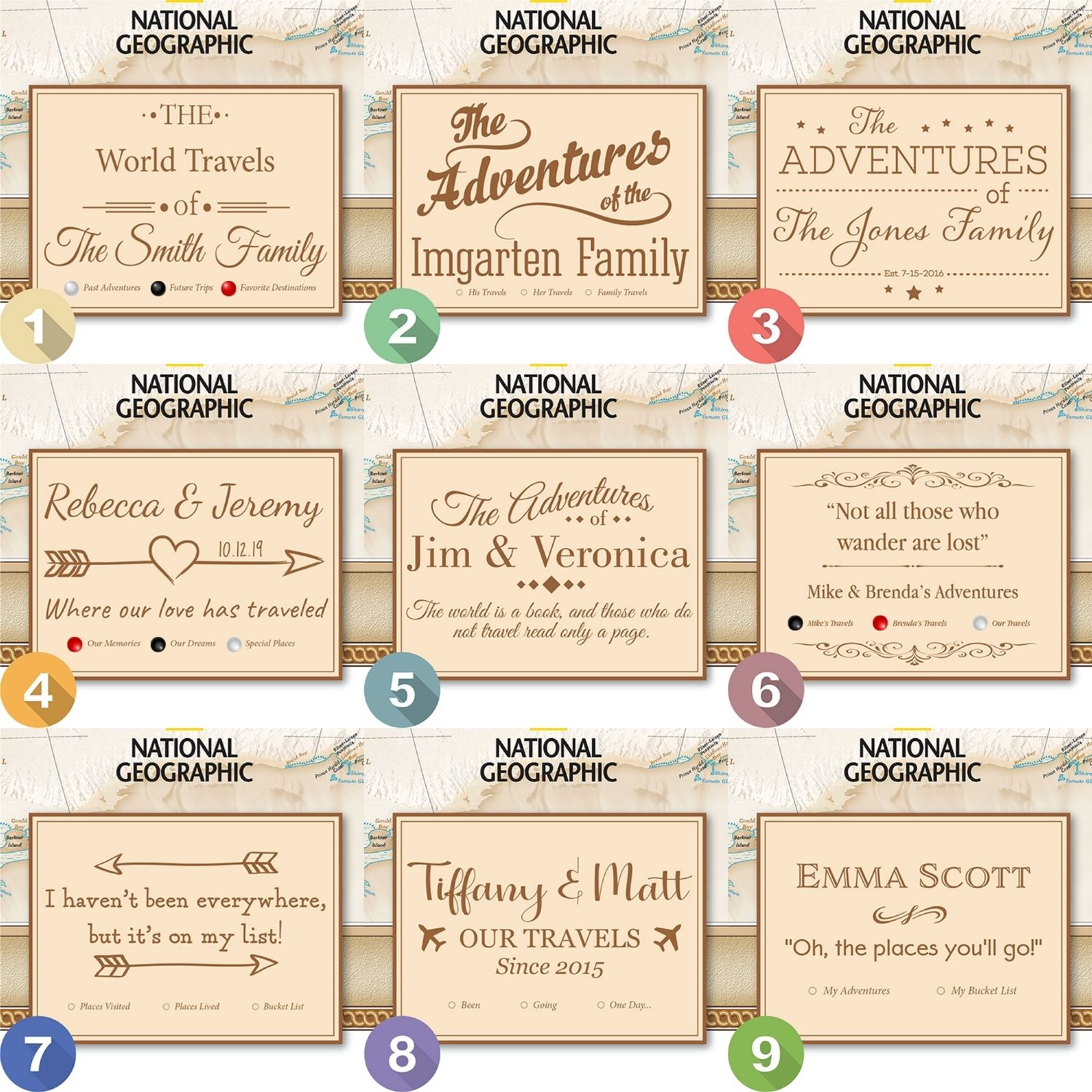 National Geographic travel map 9 personalization options