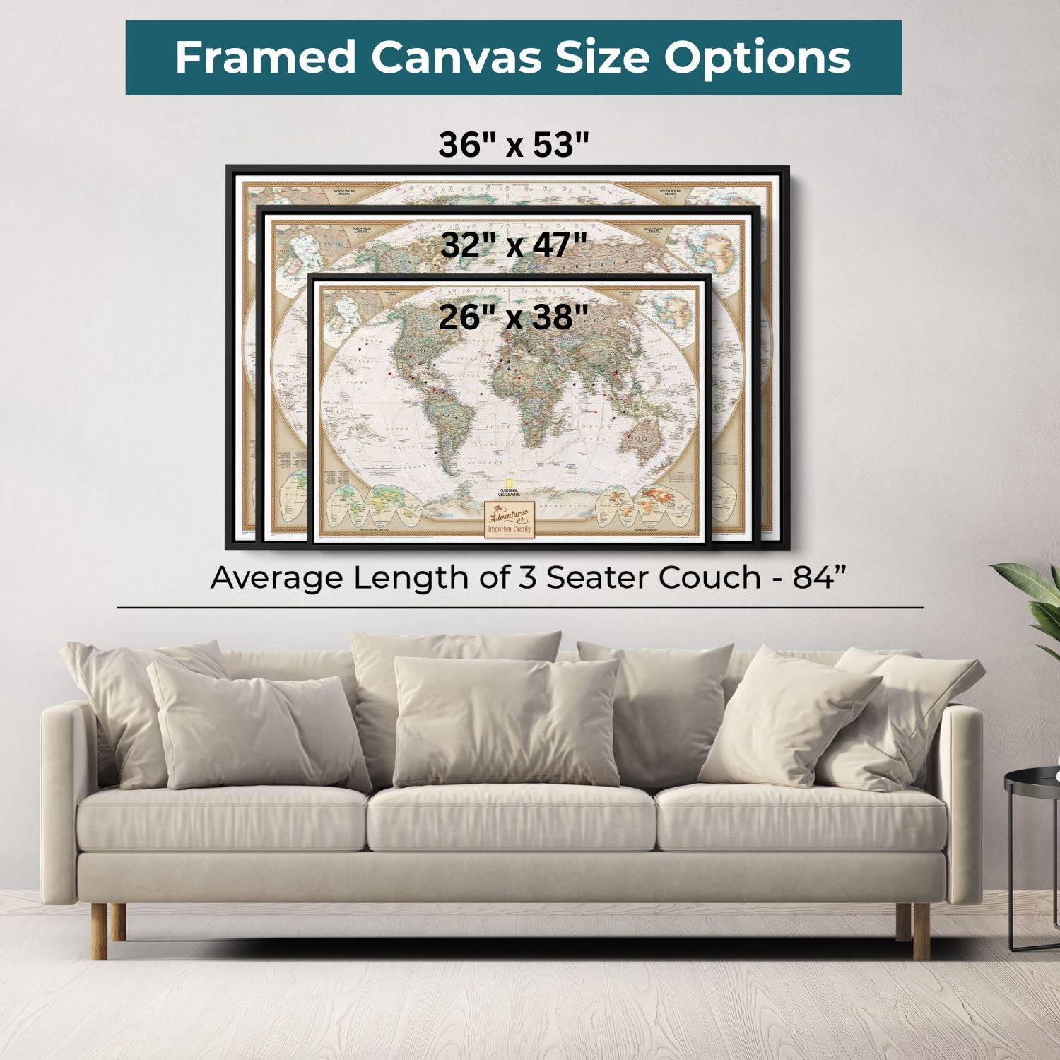 Canvas - Executive World Travel Map with Pins