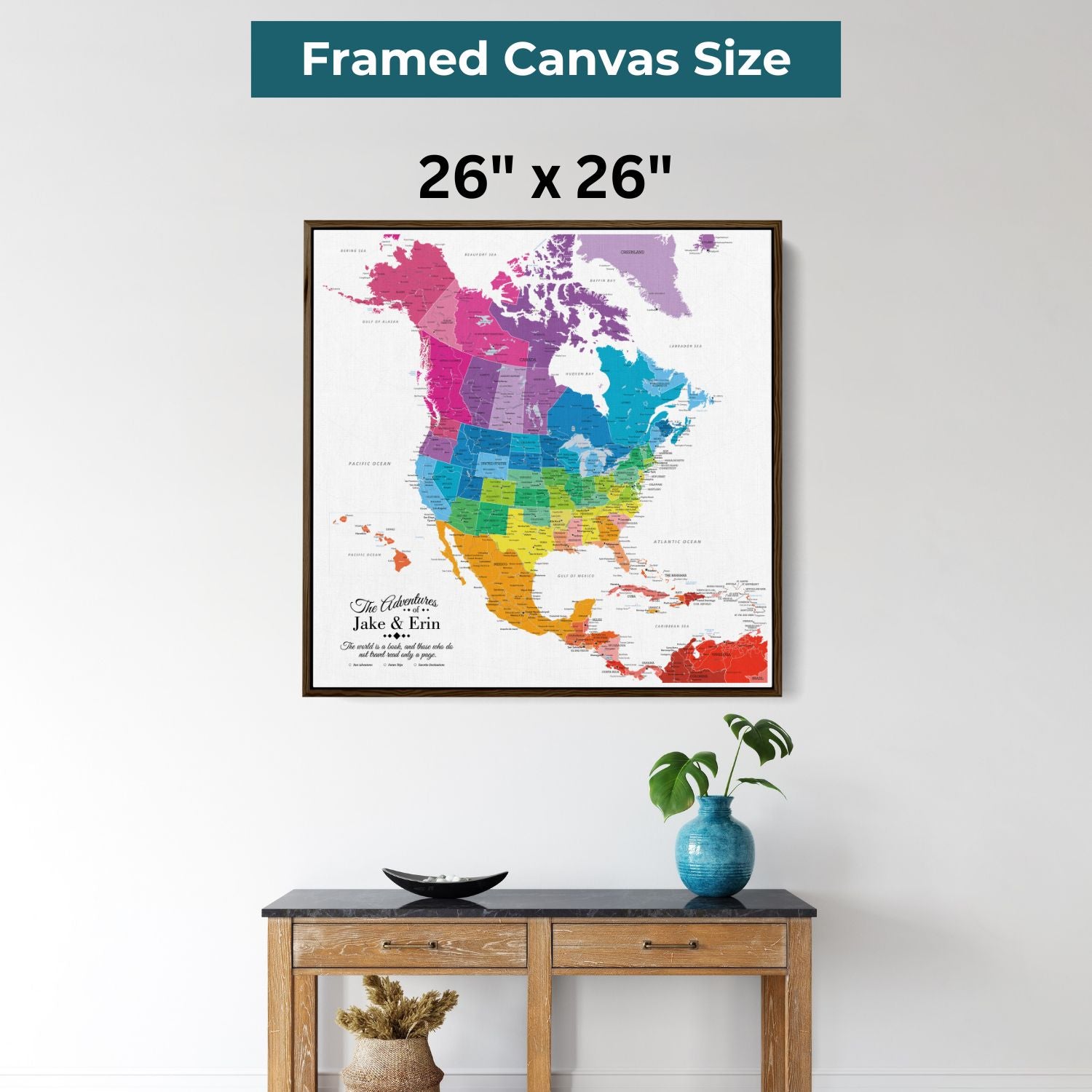 Canvas - Colorful North America Travel Map with Pins