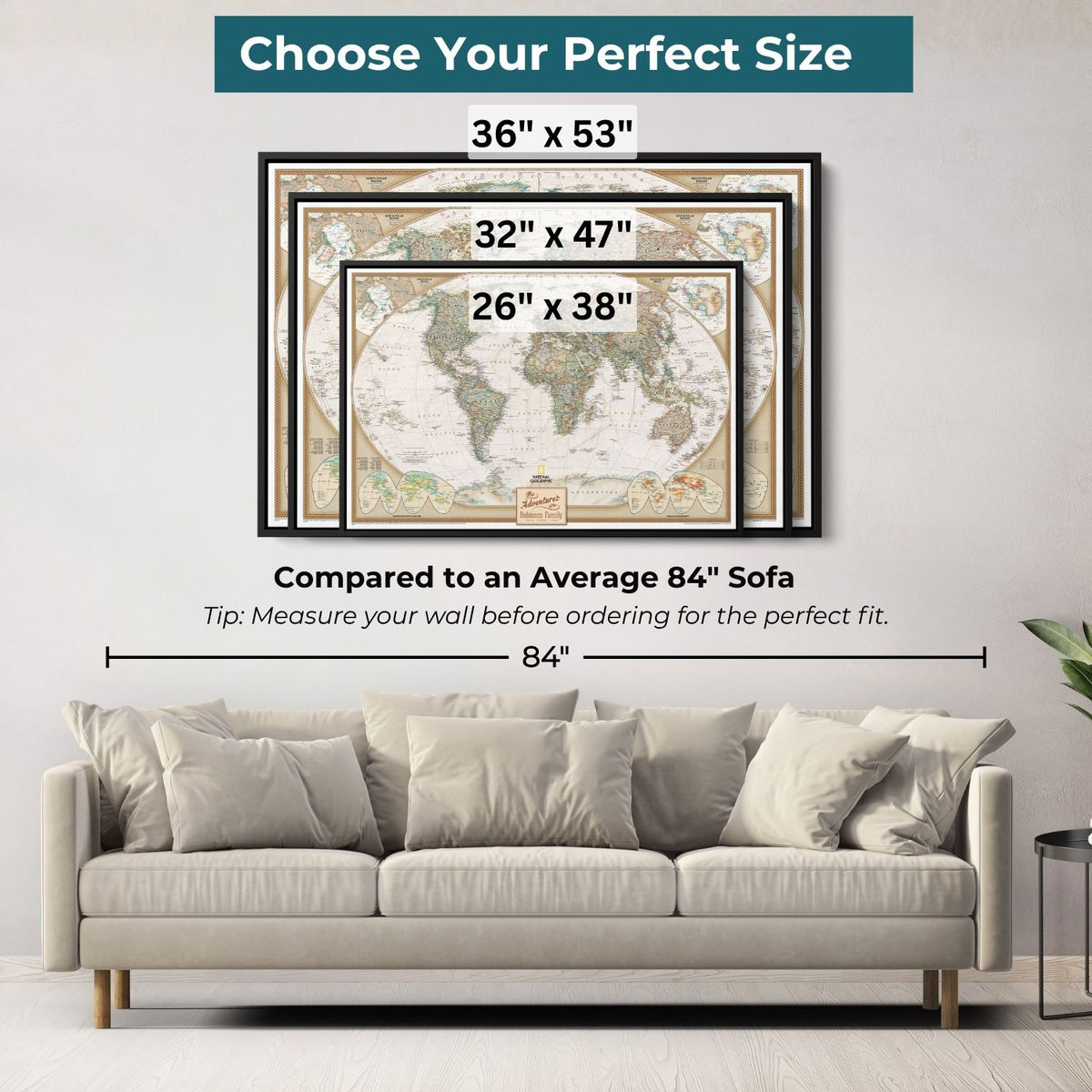 Canvas - Executive World Travel Map with Pins