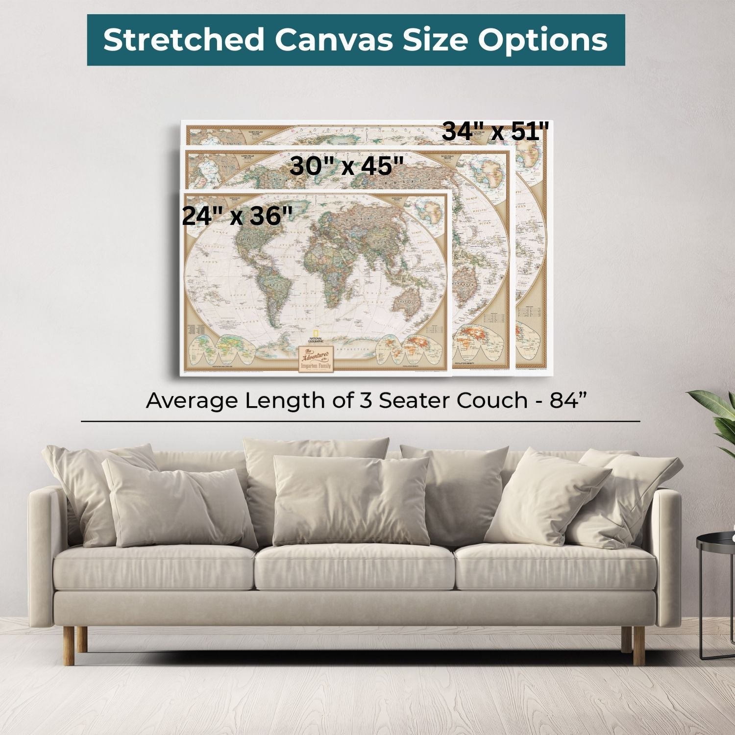 Gallery Wrapped - Executive World Travel Map with pins