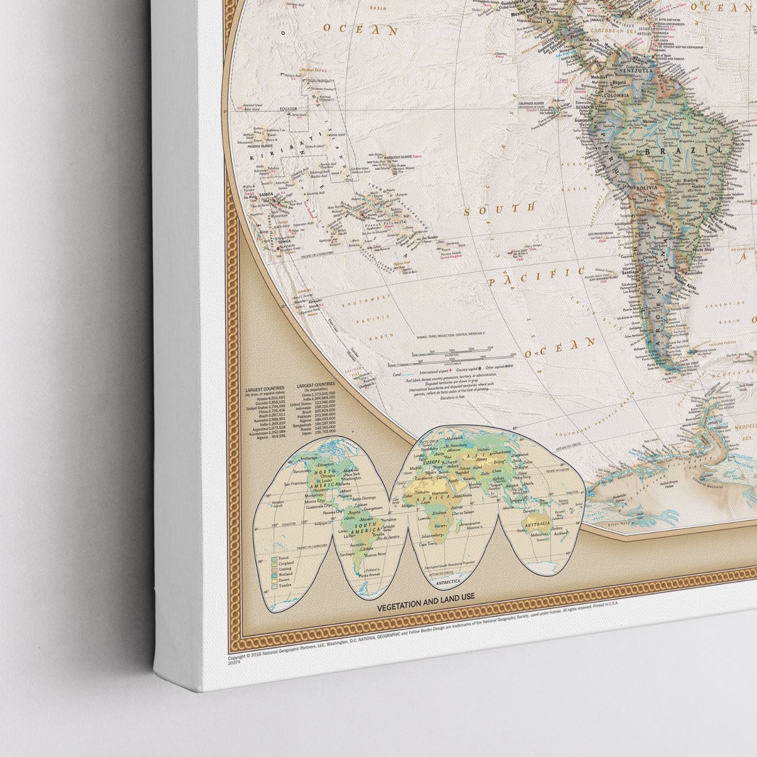 Gallery Wrapped - Executive World Travel Map with pins