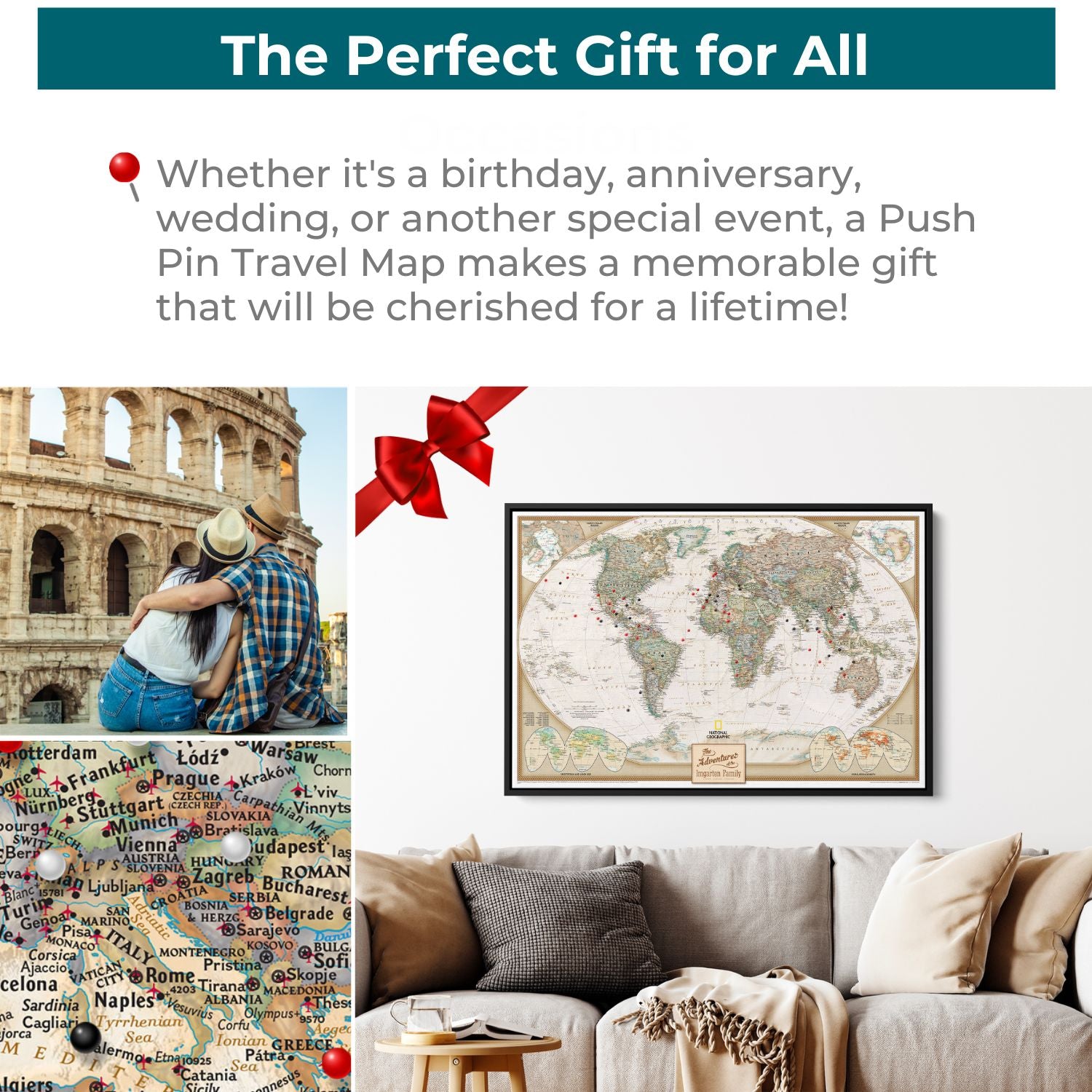 Canvas - Executive World Travel Map with Pins
