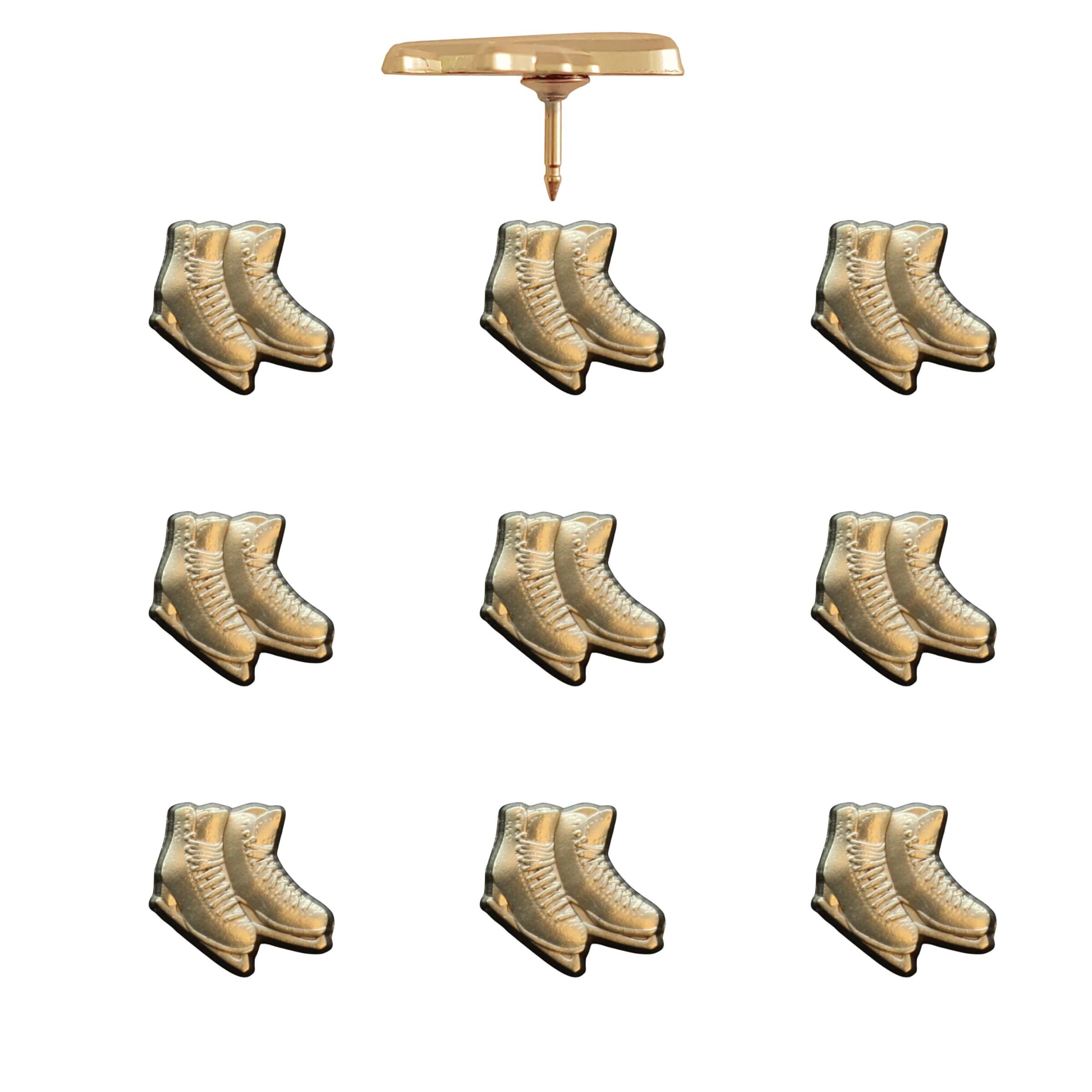 Ice Skates Push Pins Gold Pack of 10