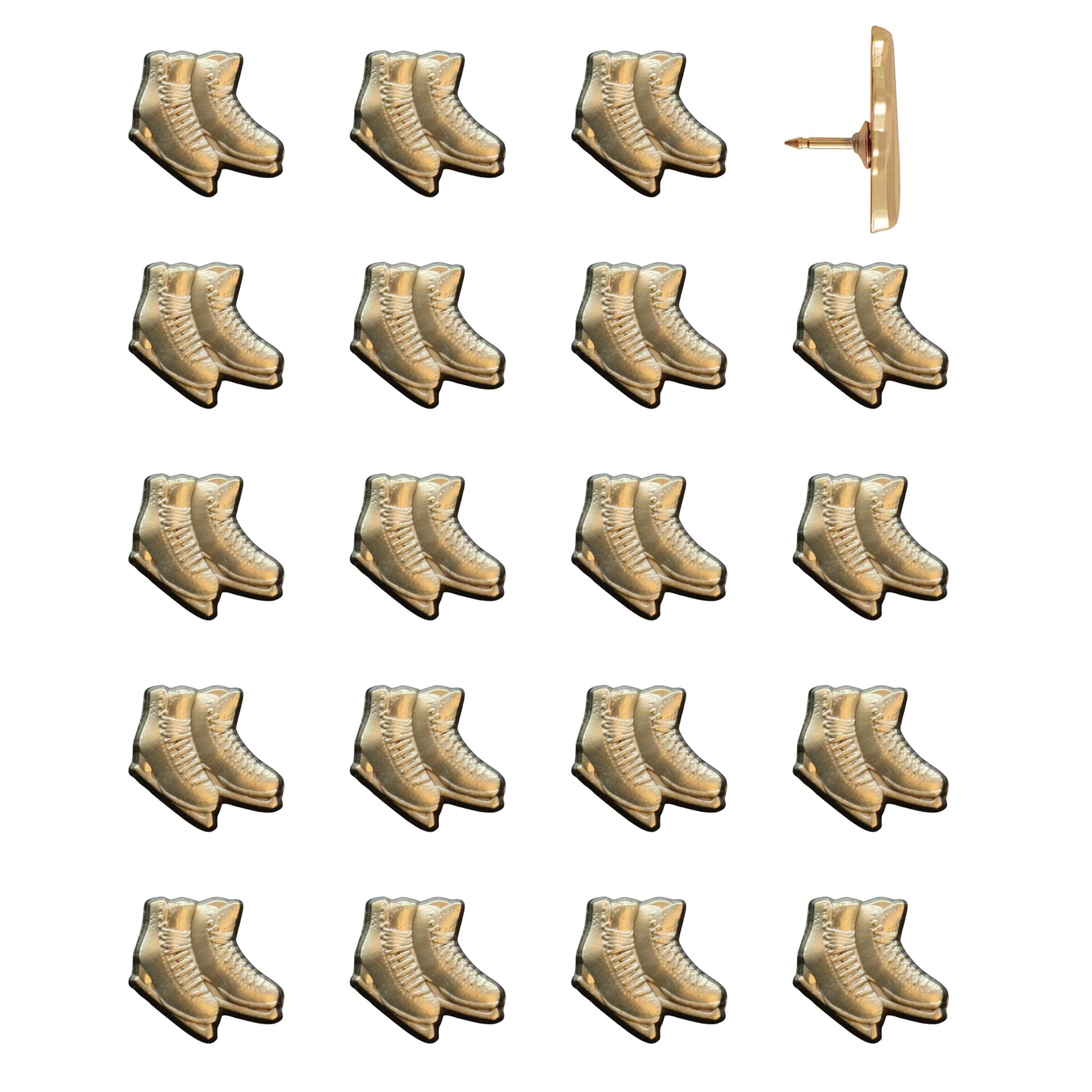 Ice Skates Push Pins Gold Pack of 20
