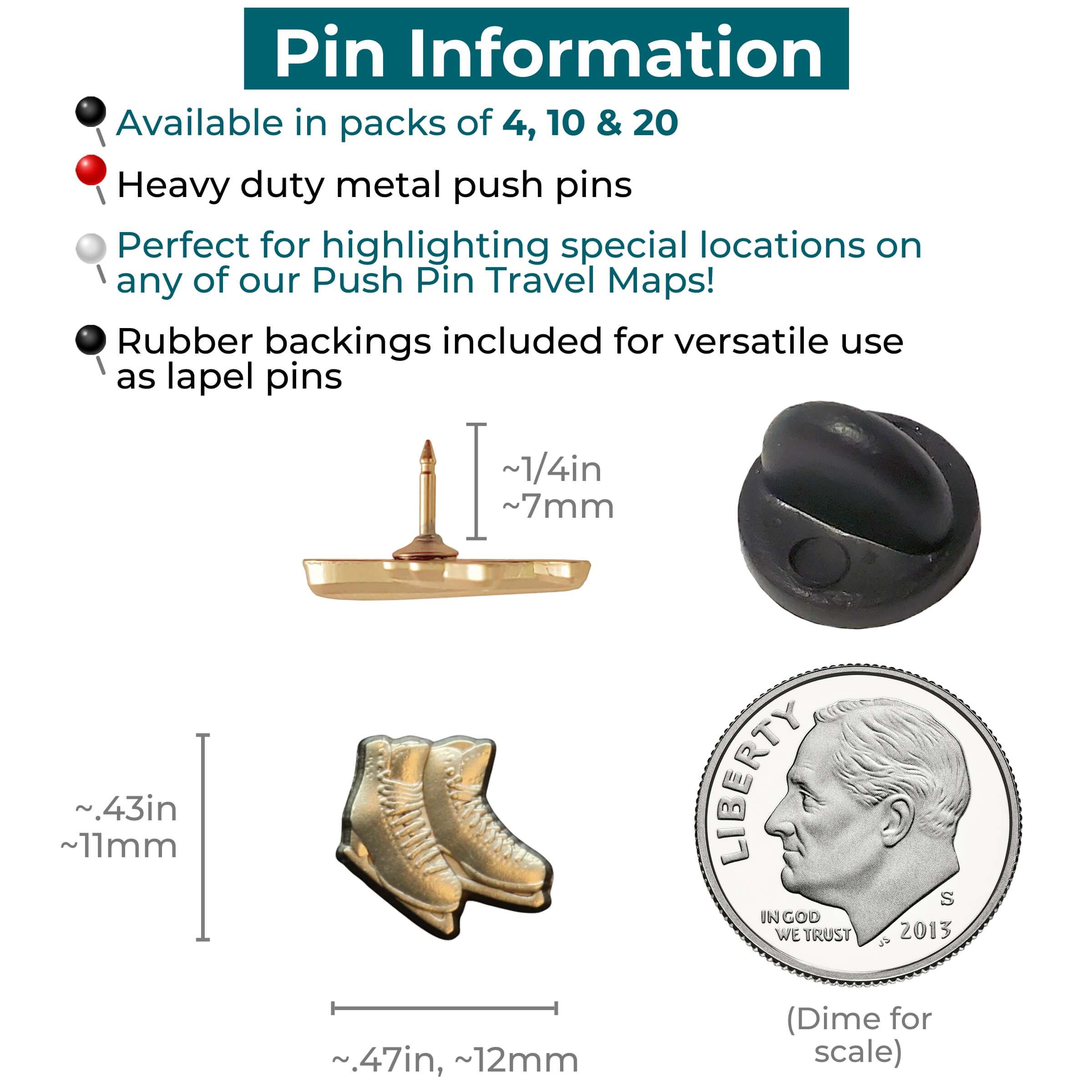 Ice Skates Push Pins Information