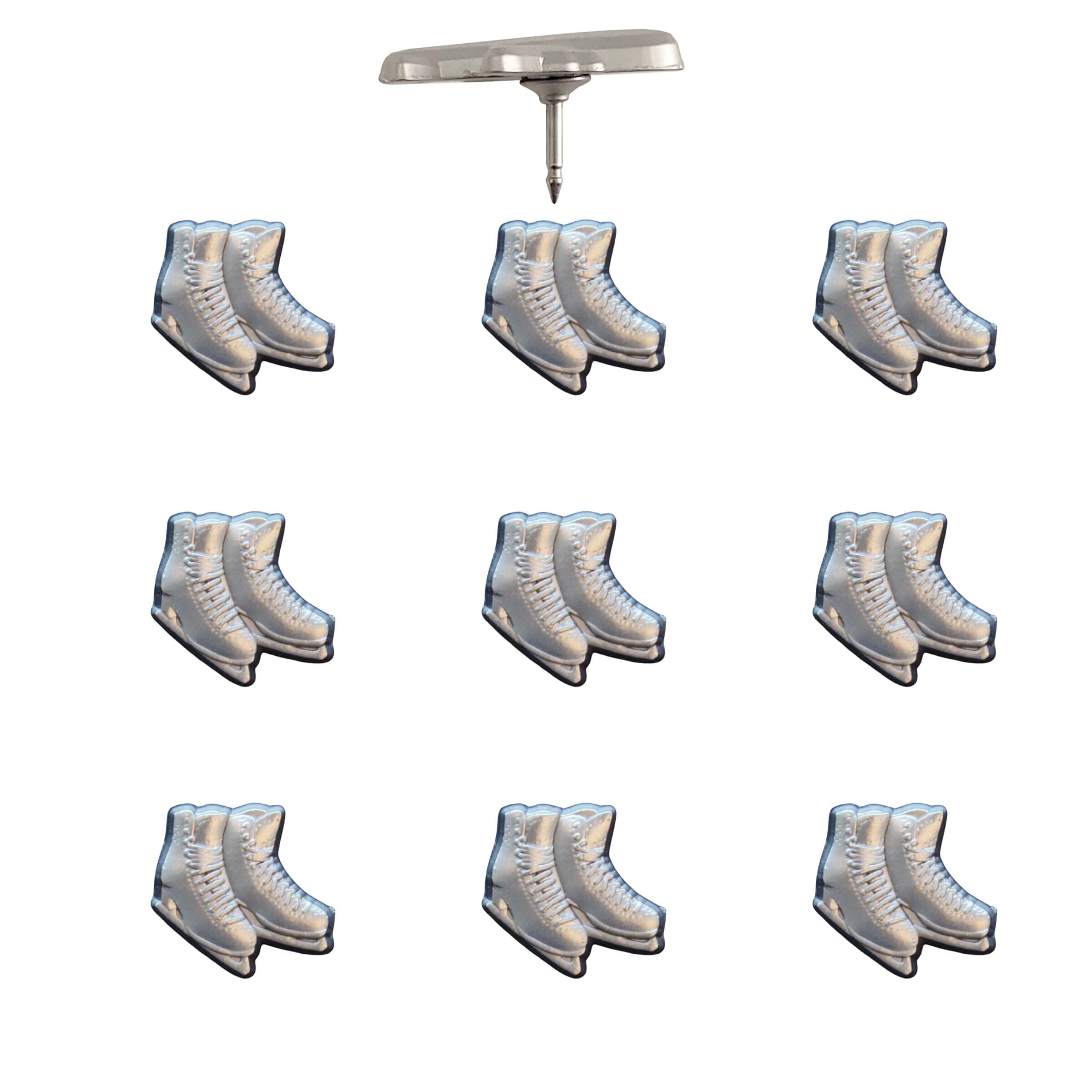 Ice Skates Push Pins Silver Pack of 10
