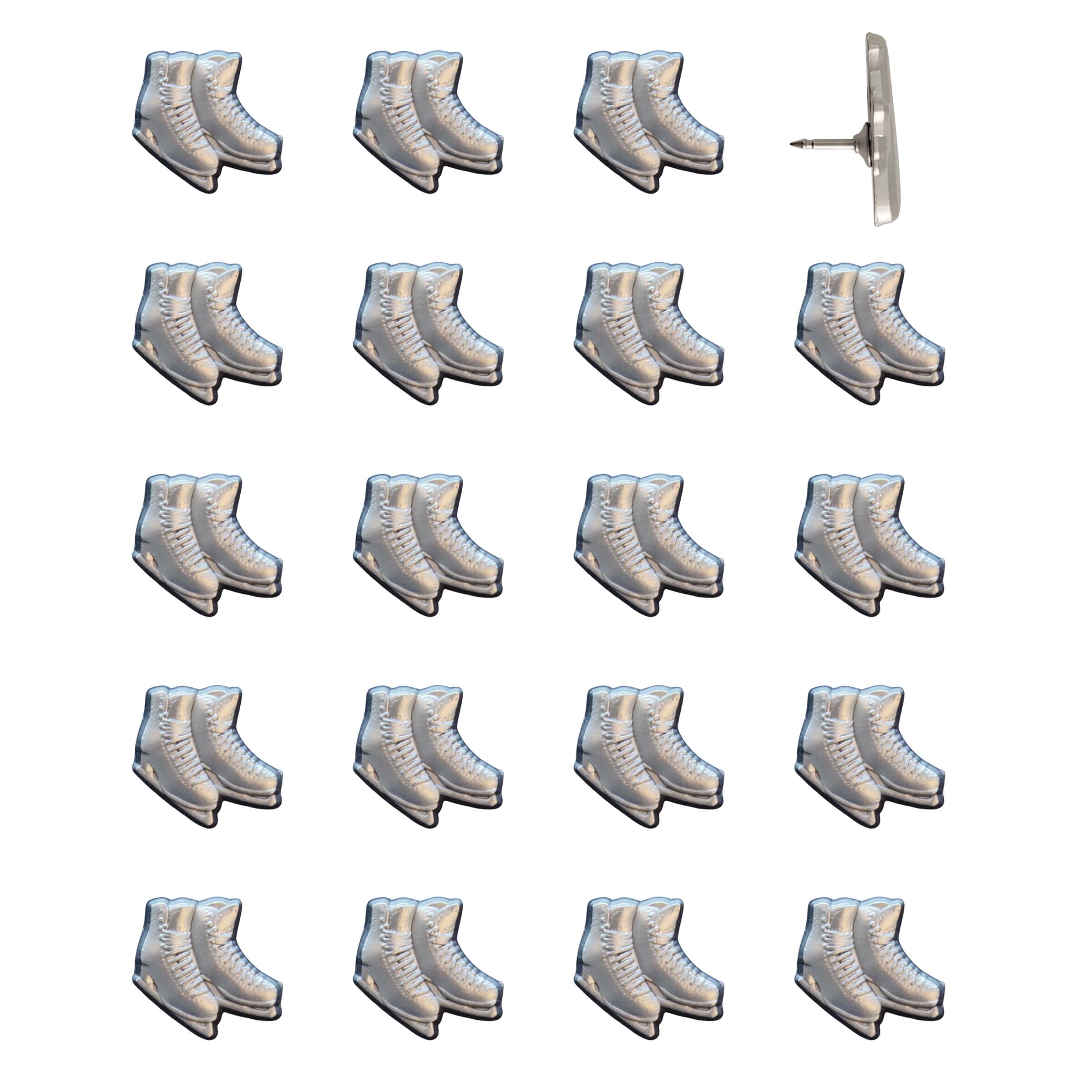 Ice Skates Push Pins Silver Pack of 20