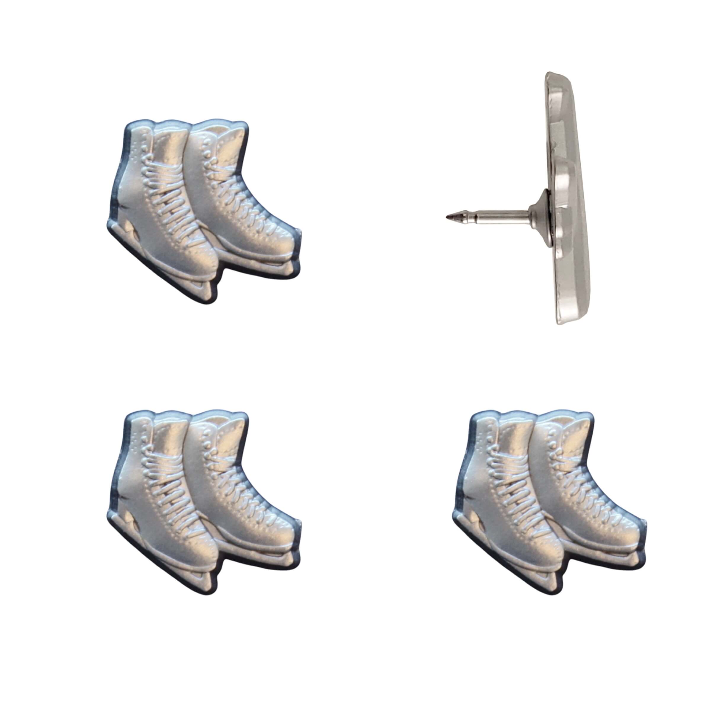 Ice Skates Push Pins Silver Pack of 4