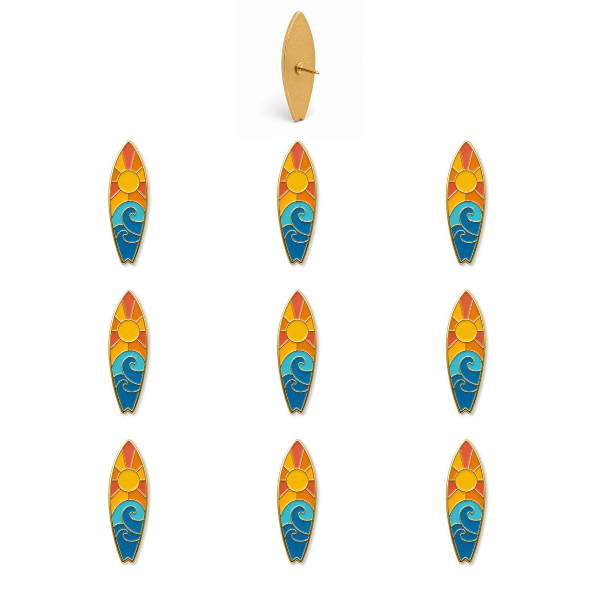 Surfboard Push Pins - Beach Enamel Map & Lapel Pins
