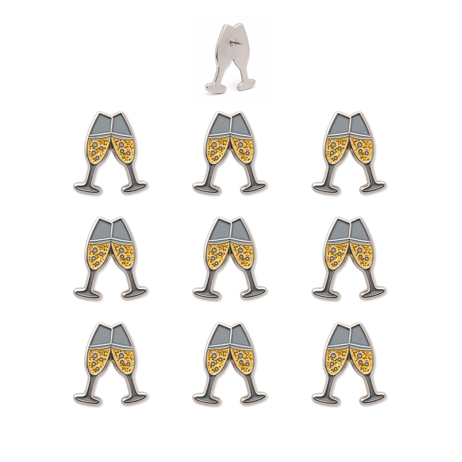 Champagne Push Pins - Celebration Enamel Map & Lapel Pins