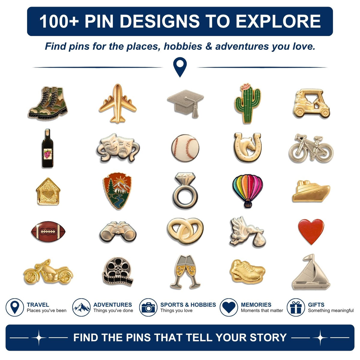 Surfboard Push Pins - Beach Enamel Map & Lapel Pins
