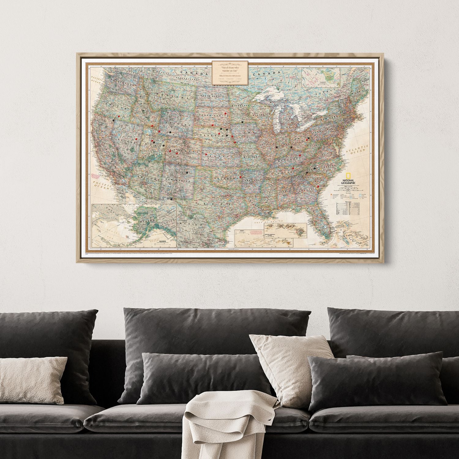 Canvas - Executive USA Travel Pin Map