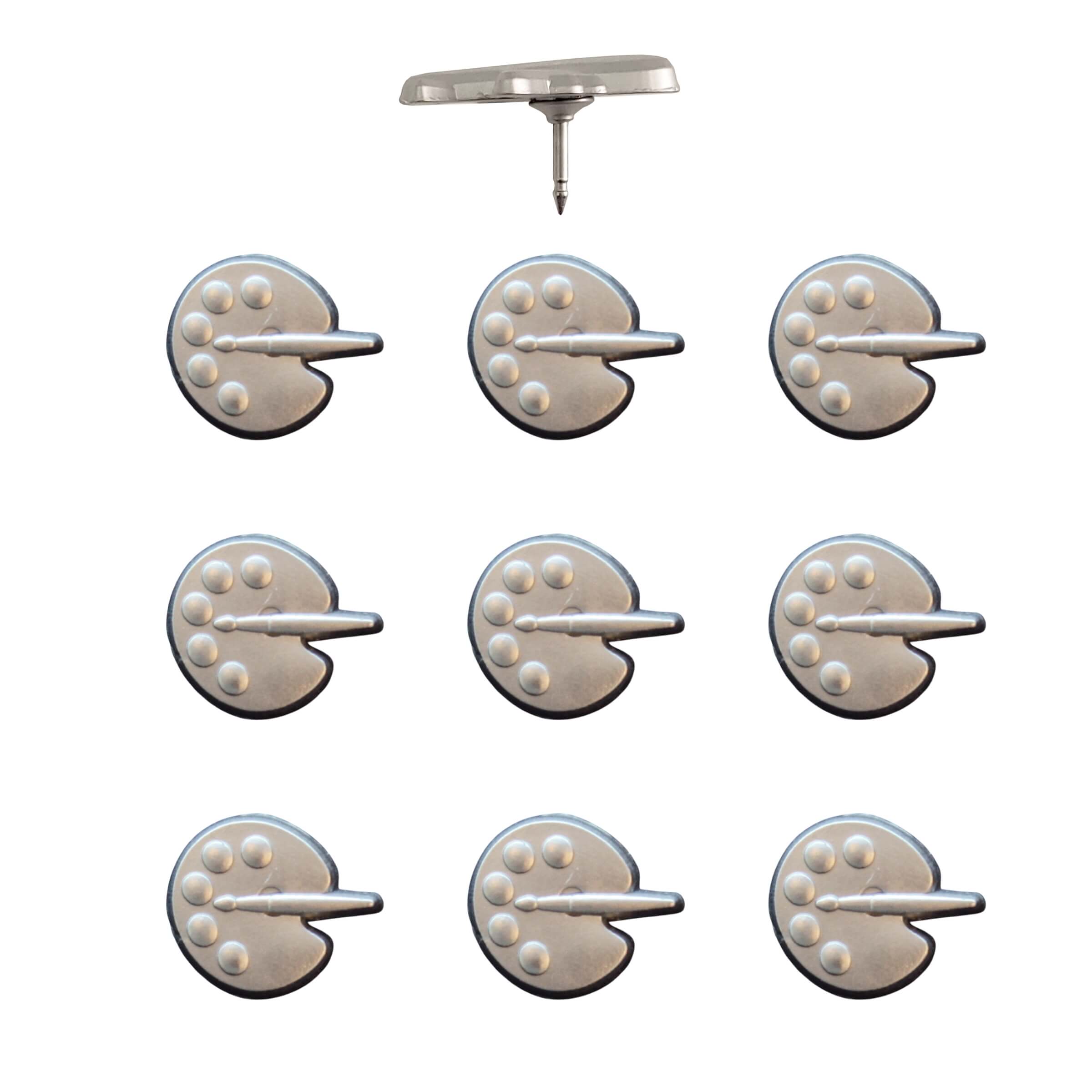 Paint Palette Push Pins Silver Pack of 10