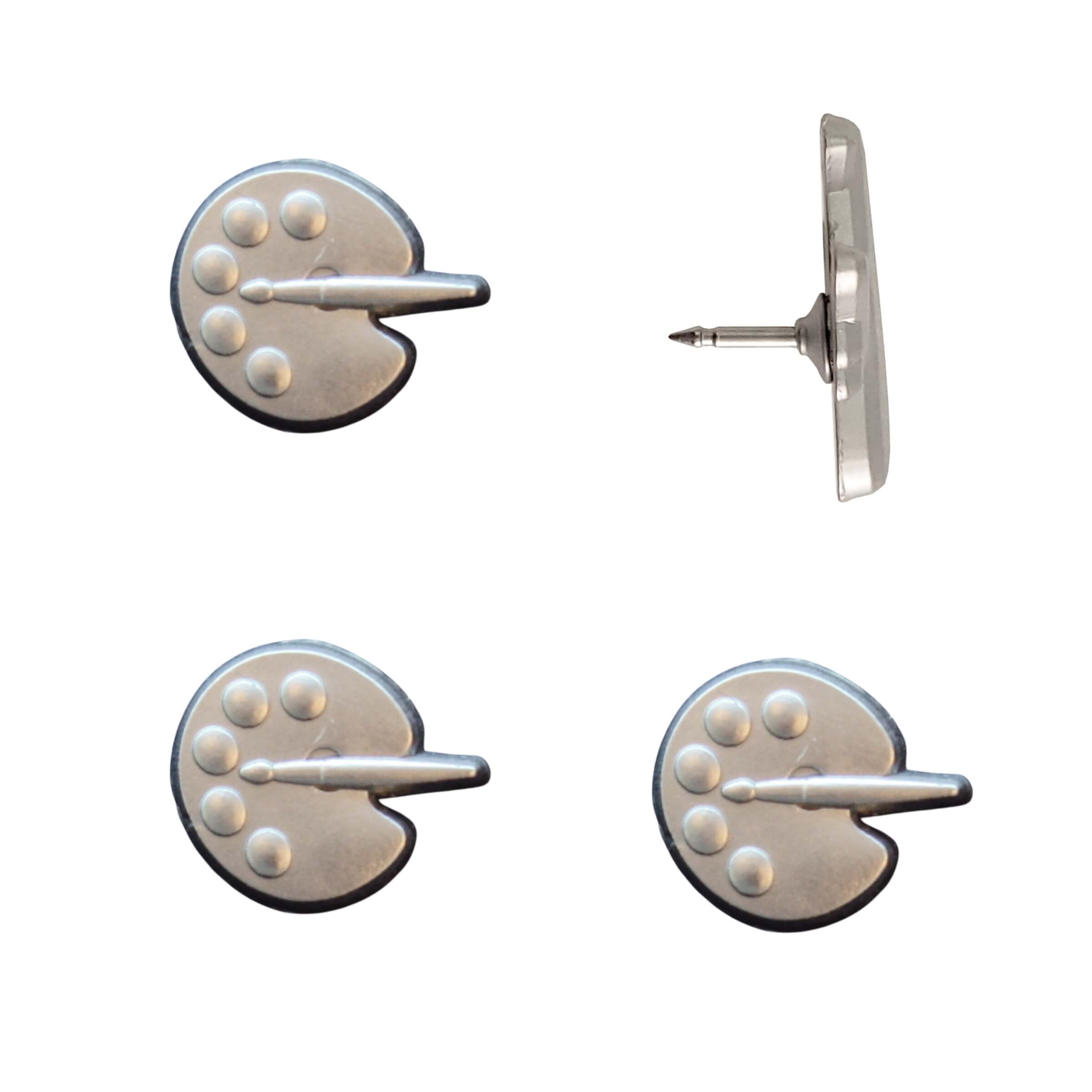 Paint Palette Push Pins Silver Pack of 4