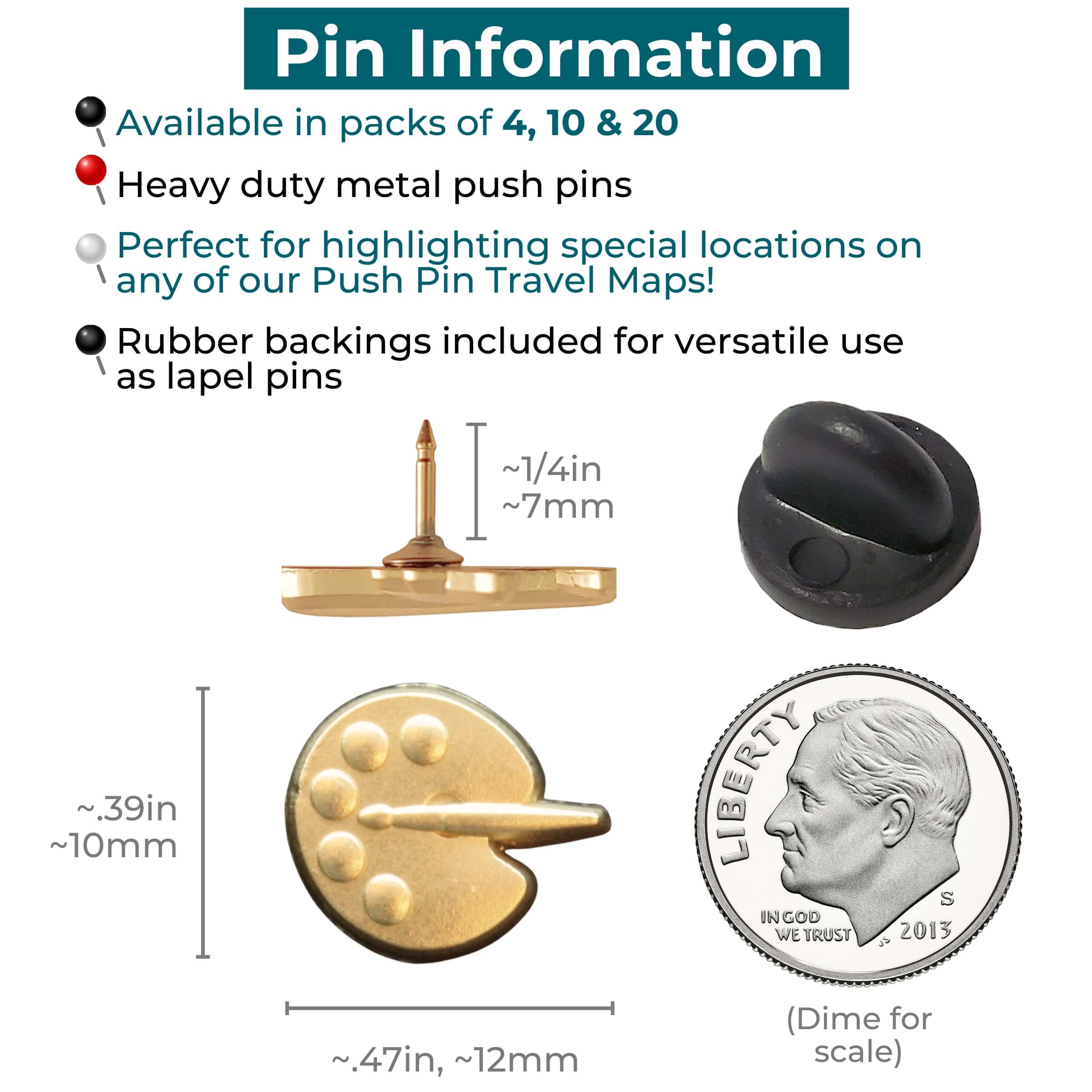 Paint Palette Push Pins Information