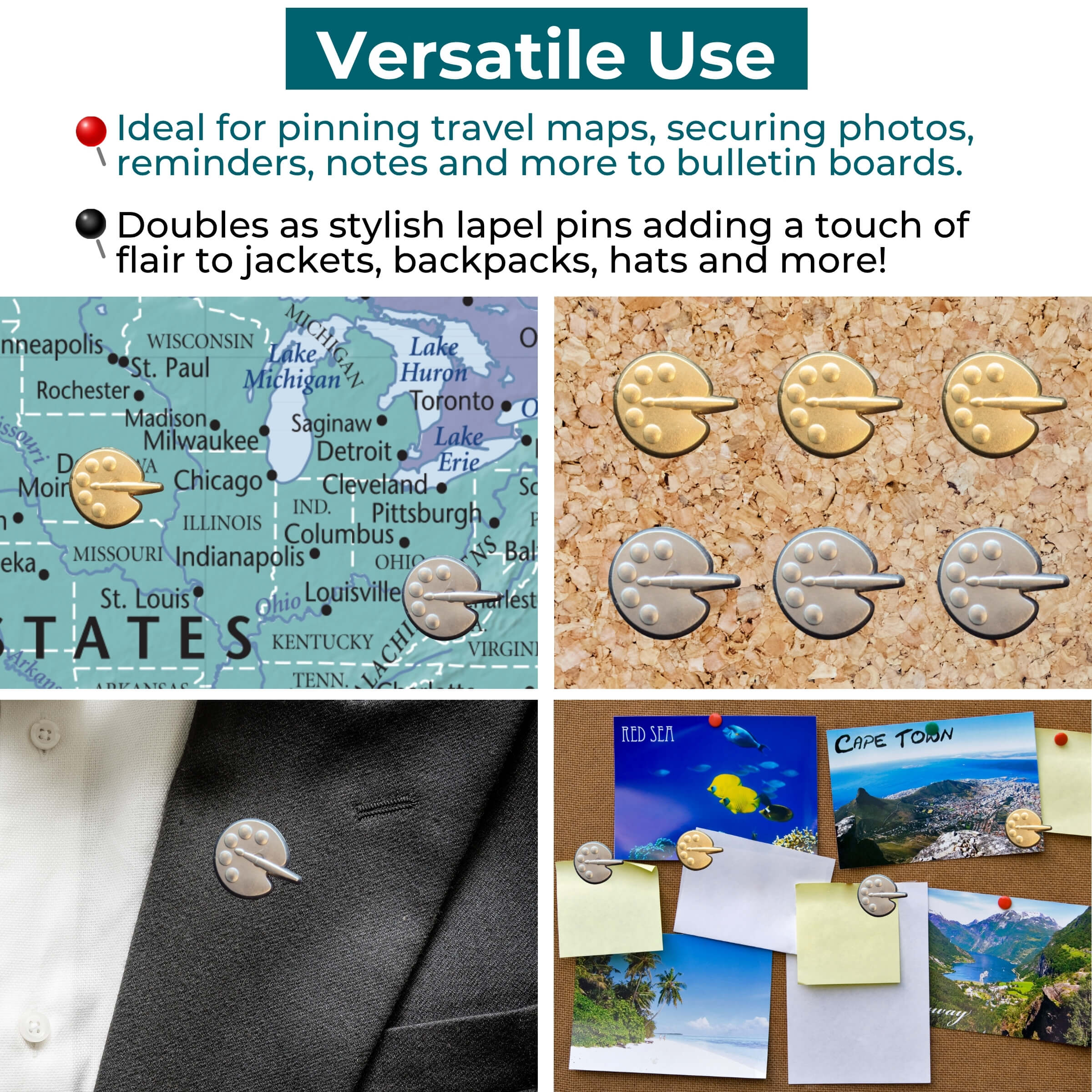 Paint Palette Push Pins Versatile Uses