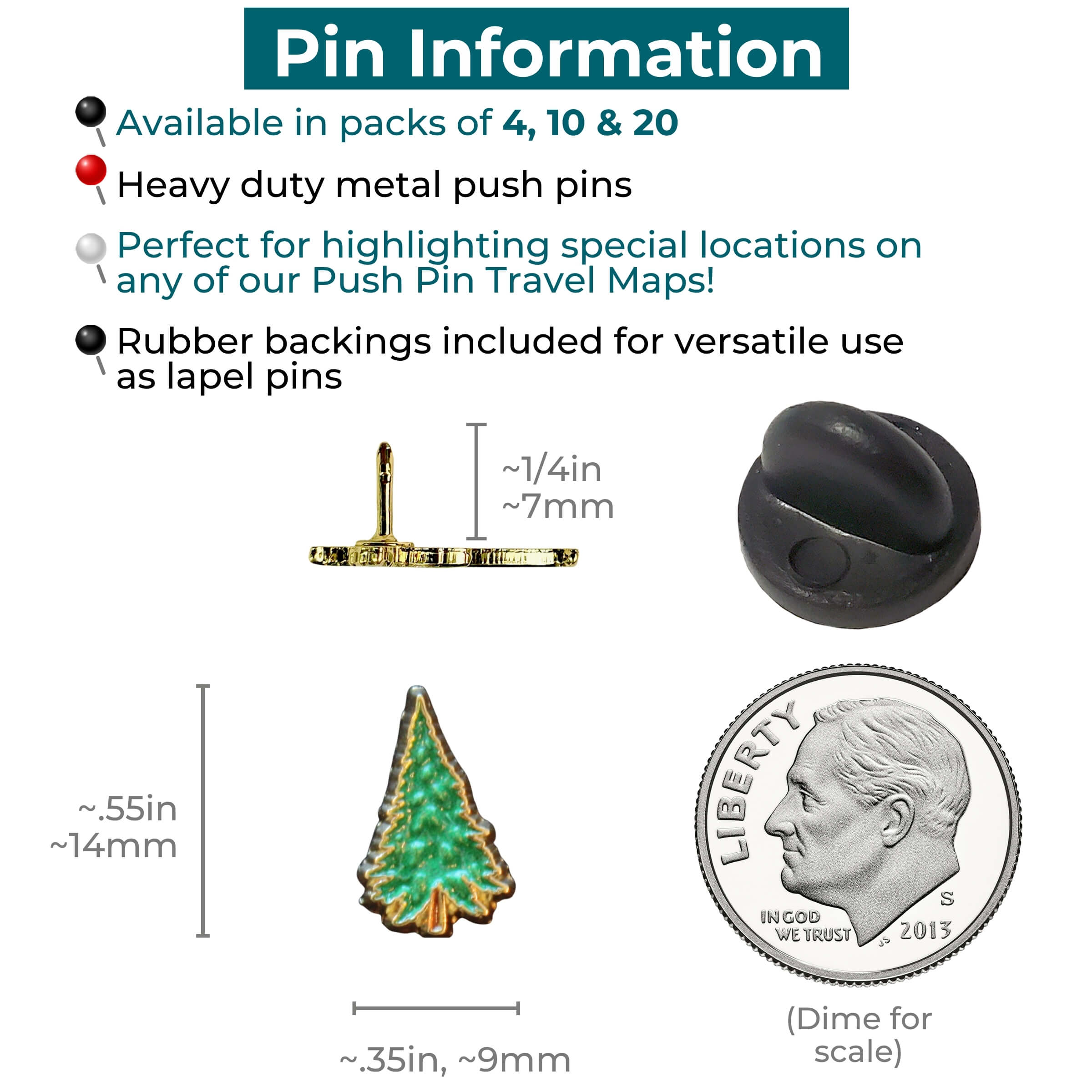 Pine Tree Push Pins Information