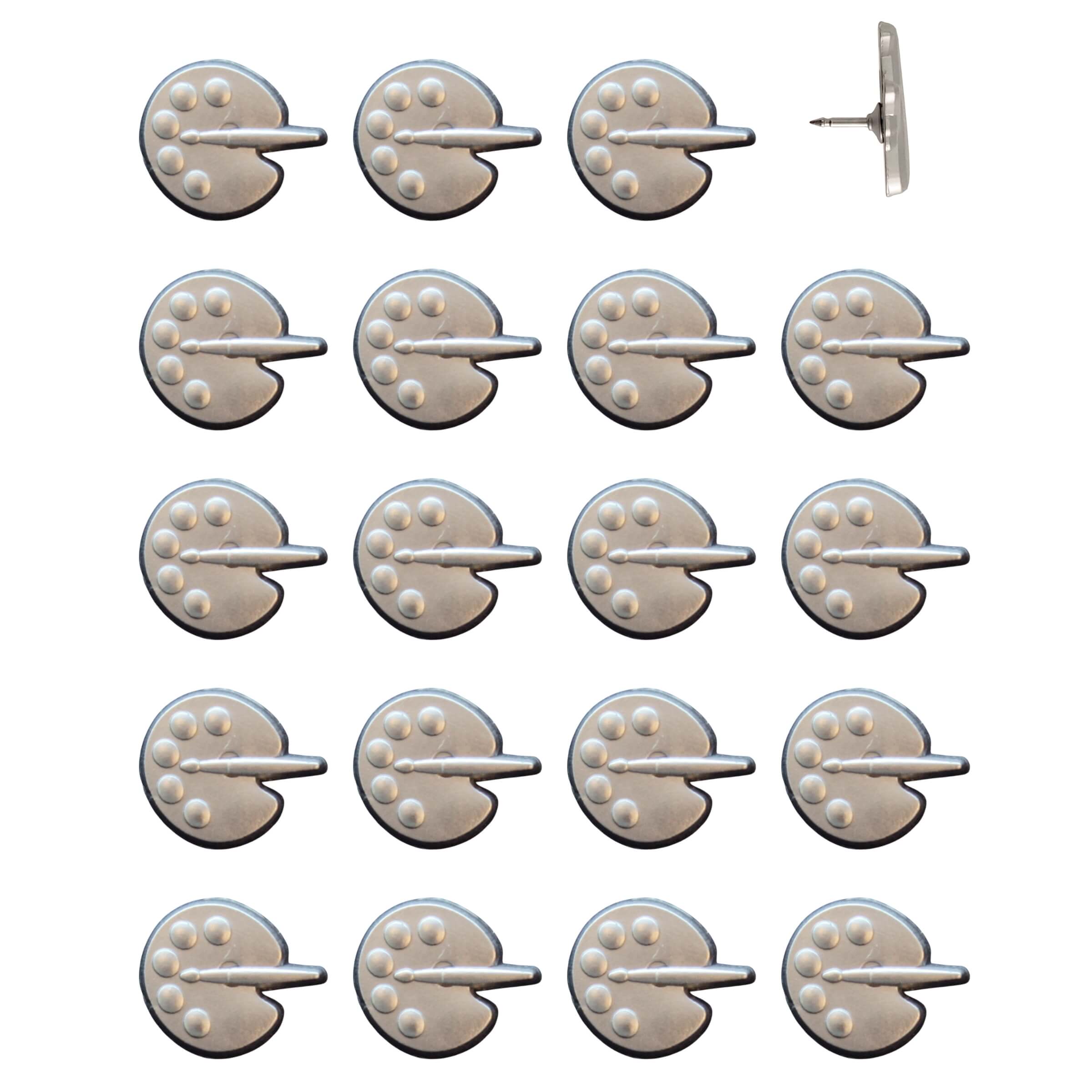 Paint Palette Push Pins Silver Pack of 20