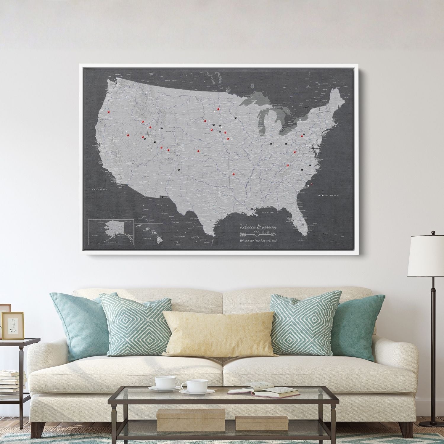 Canvas - Stormy Dreams USA Travel Map with pins