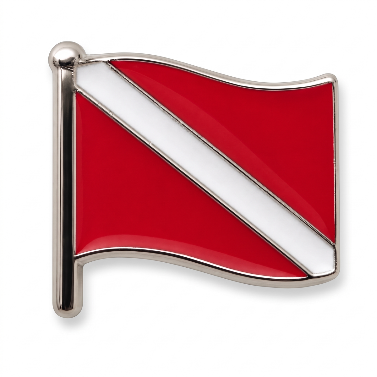 Scuba diving pin - red and white diver down flag enamel push pin and lapel pin