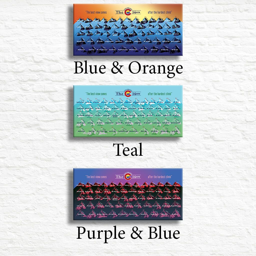 Colorado 14ers Bucket List Tracker - Multiple Color Schemes Available