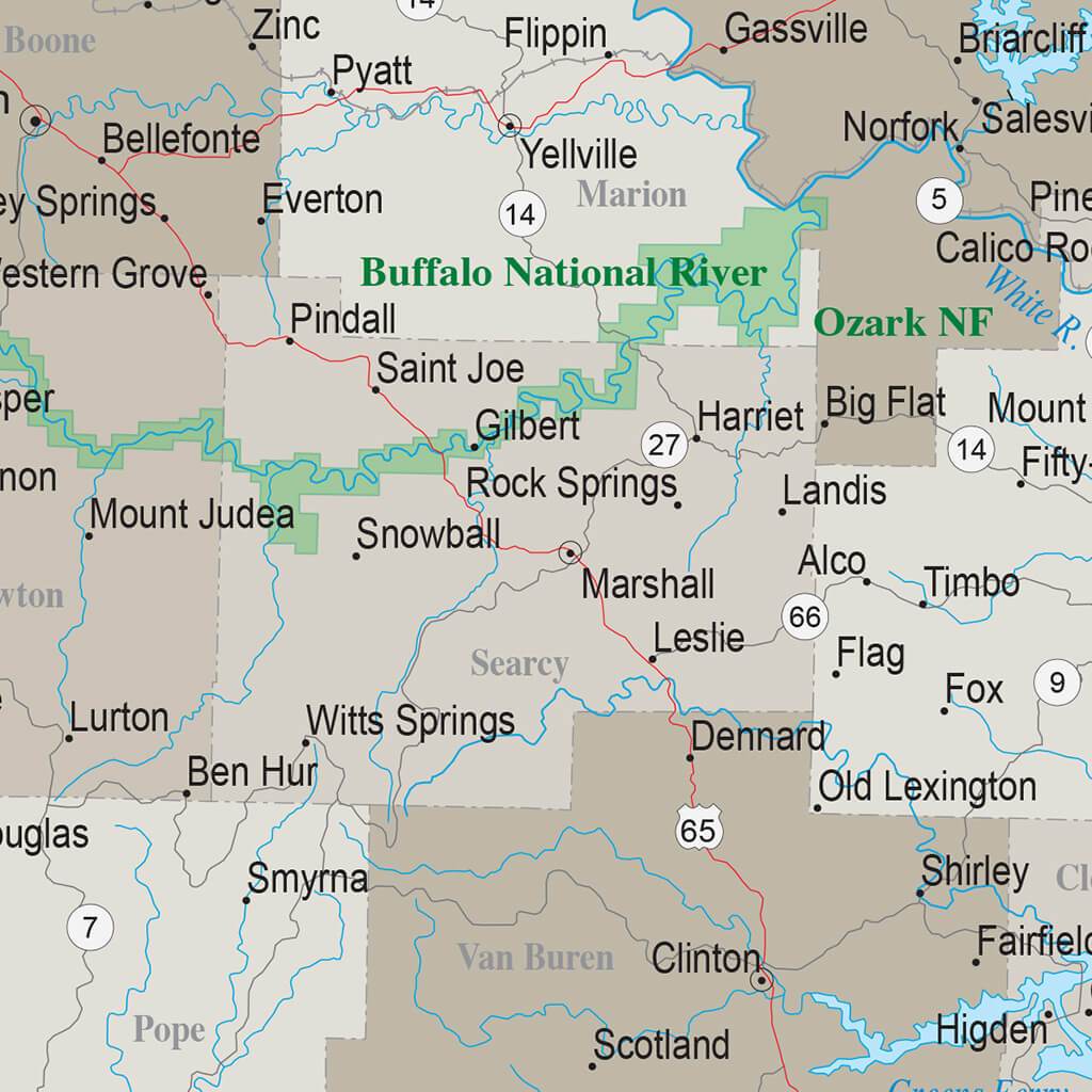 Close Up of Arkansas State Pin Map