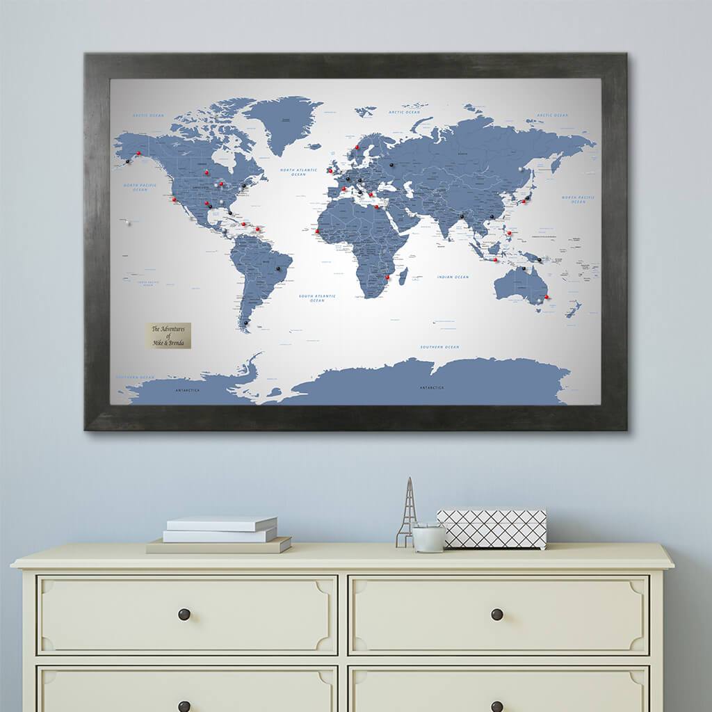Blue Ice World Travel Map with Pins