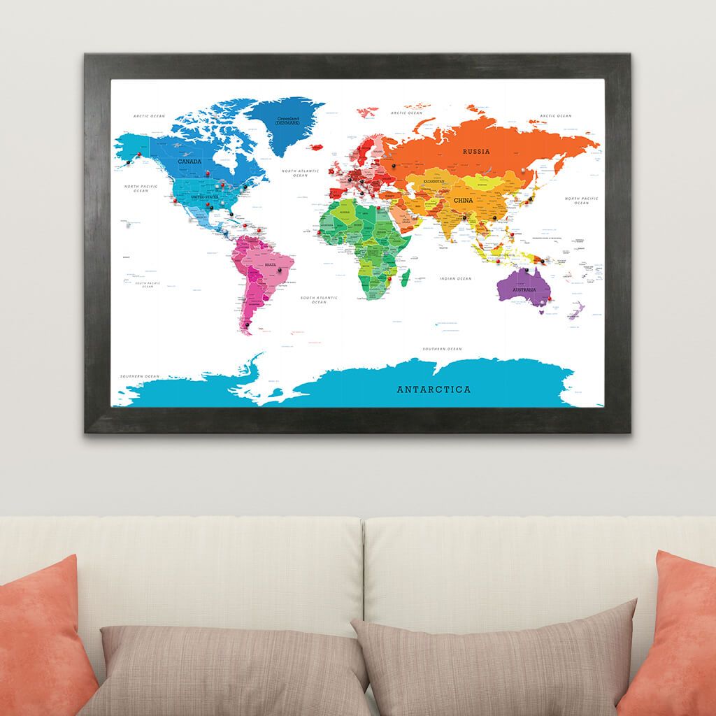Colorful World Push Pin Travel Map with Pins