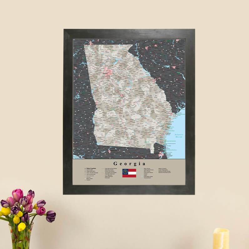 Earth Toned Georgia State Travel Map