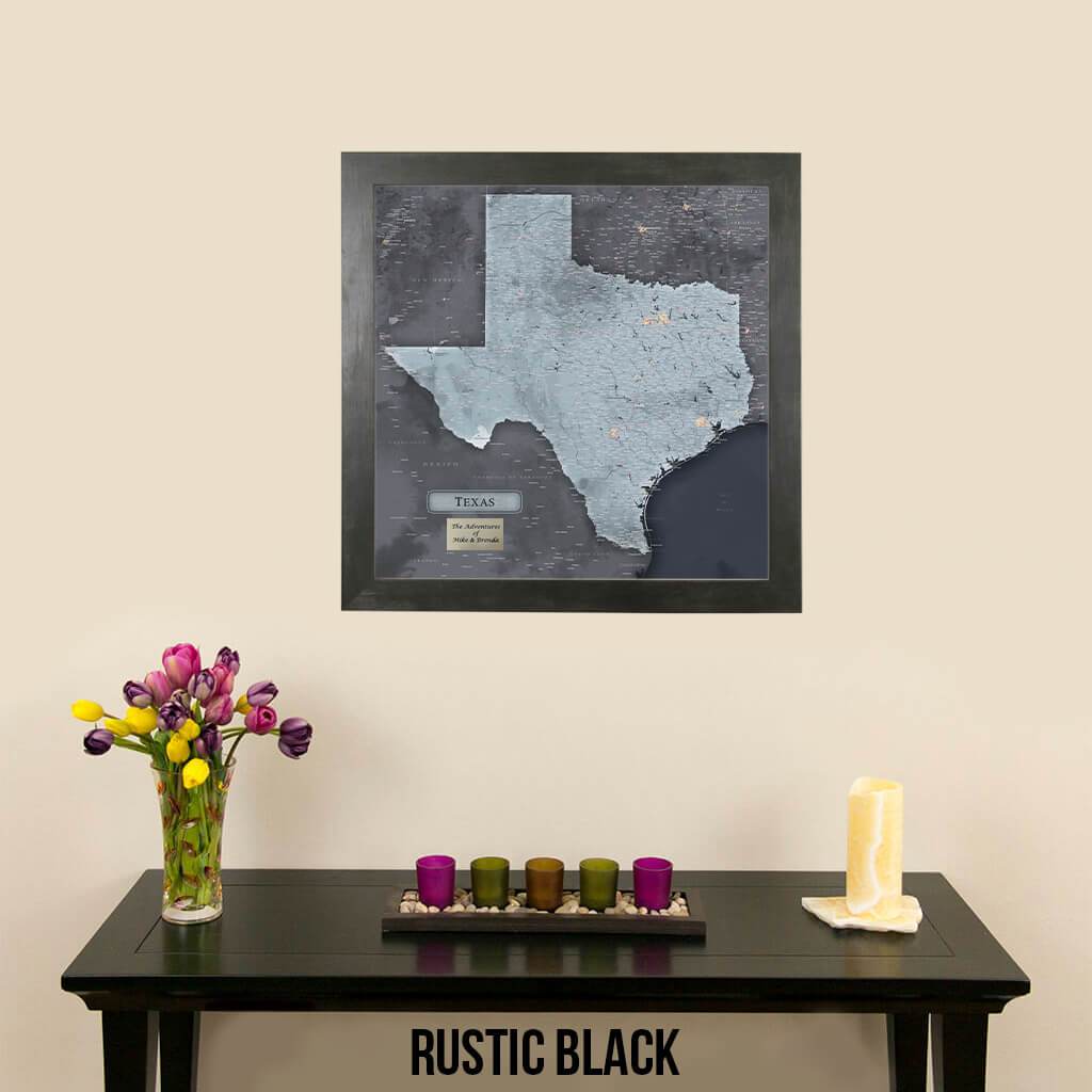 Push Pin Travel Maps Texas Slate Map with Pins Rustic Black Frame