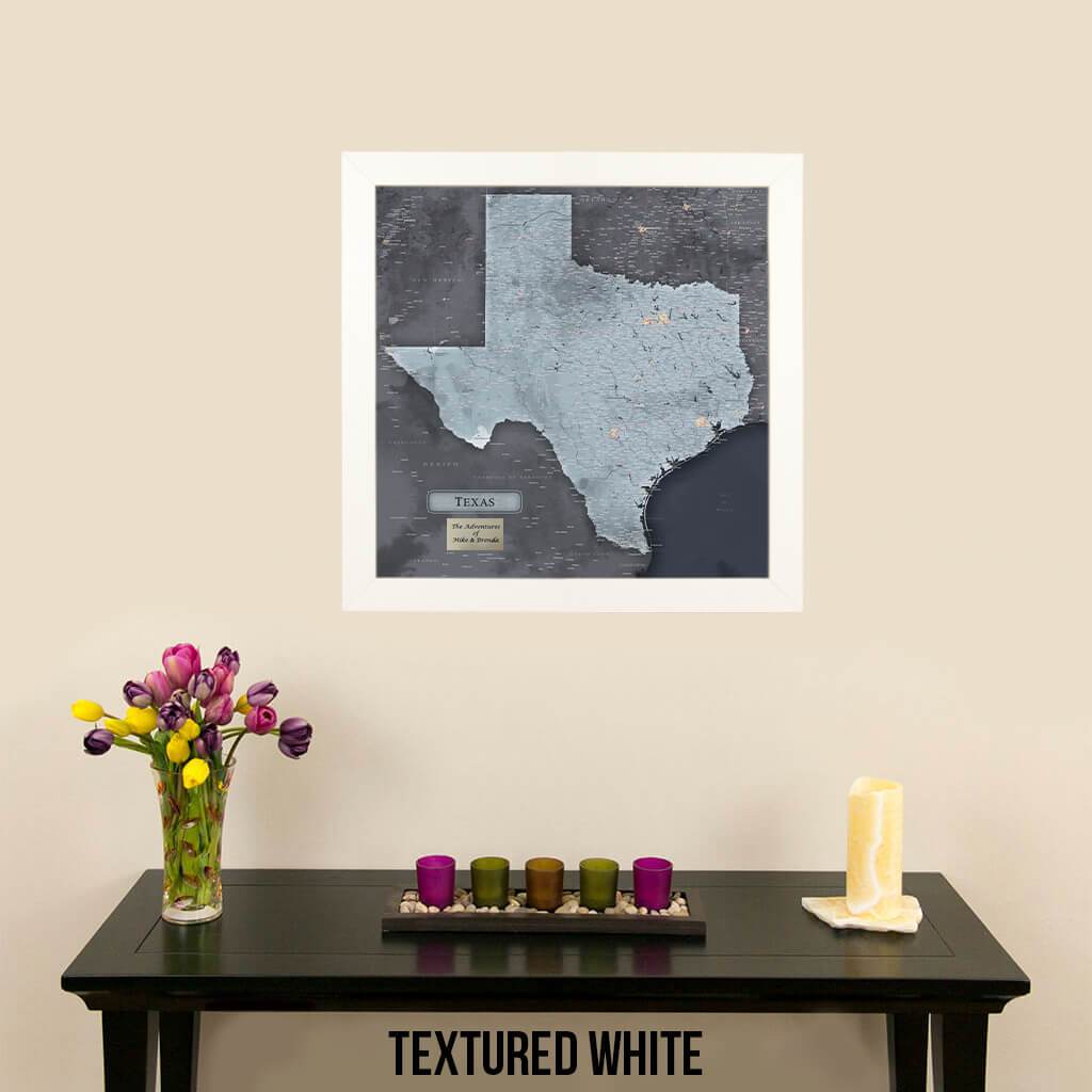 Push Pin Travel Maps Texas Slate Map with Pins Textured White Frame