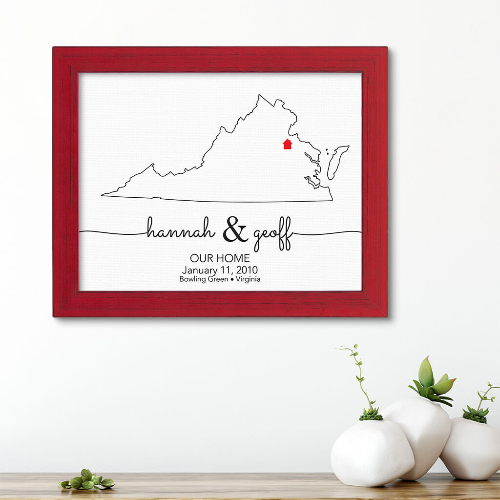 State Map Art - Carnival Red Frame