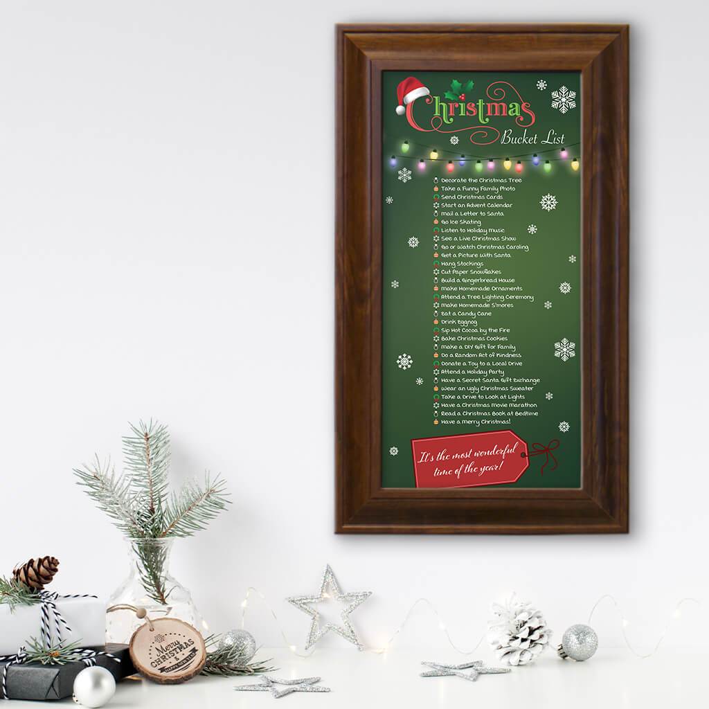 Christmas Checklist in Brown Frame