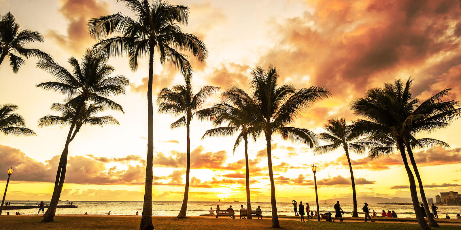 Sunset at Waikiki Beach, Oahu