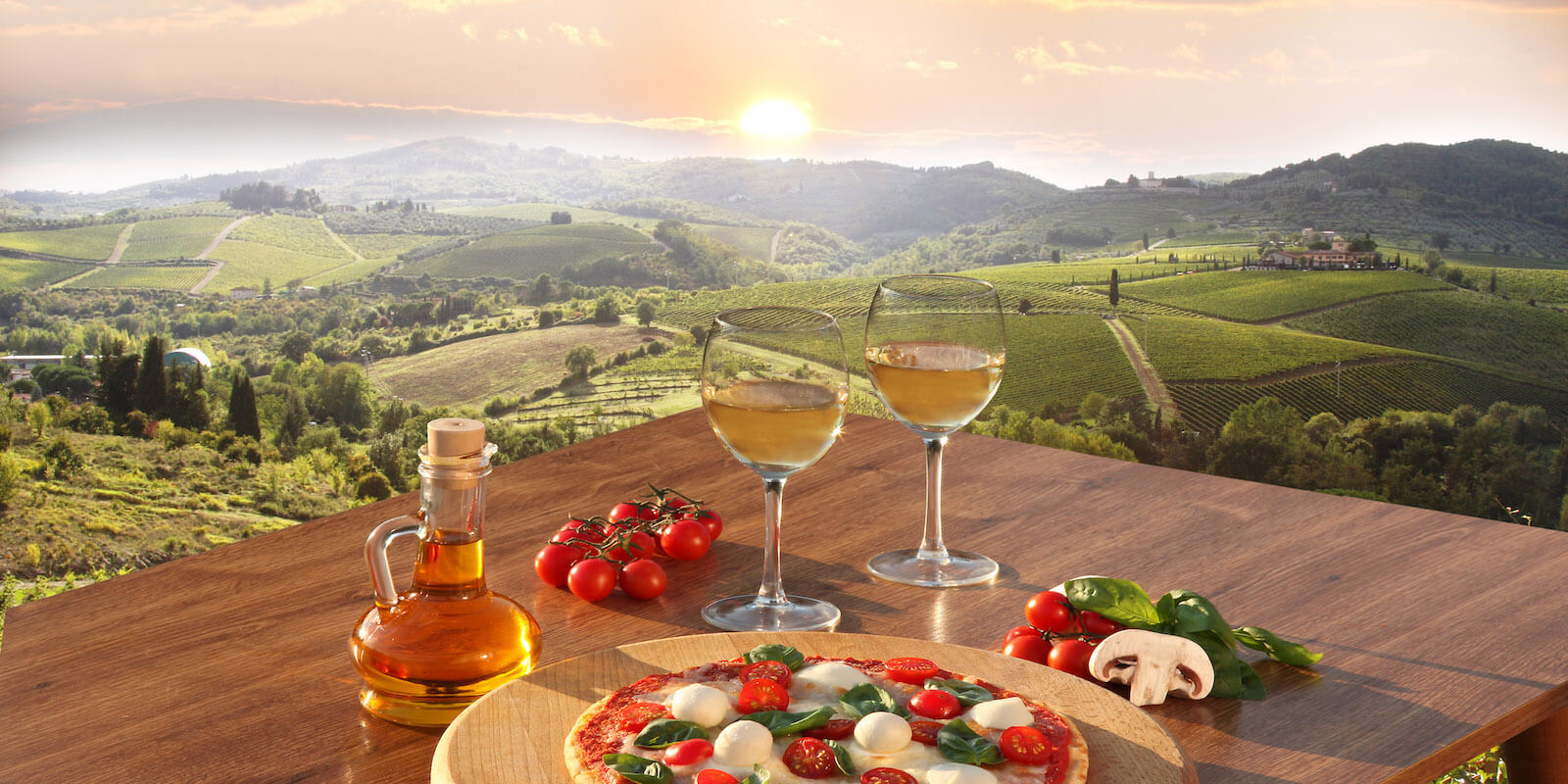 Wine and Pizza, Tuscany, Italy