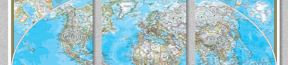 Wall Panel Map Large Three-Panel Maps | Unique Wall Maps | Push Pin Travel Maps