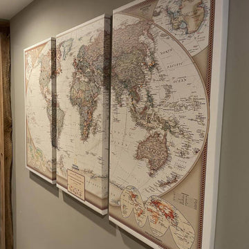 Framed and Personalized World Travel Maps with Pins | Push Pin Maps ...