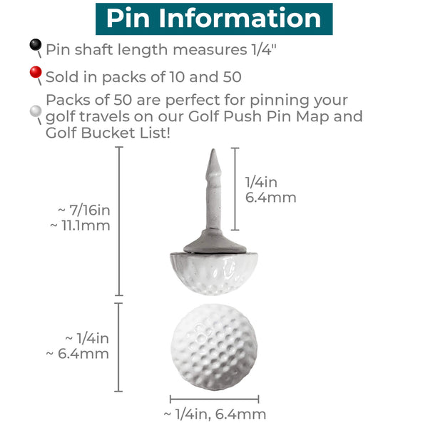 Golf Ball Push Pins, Metal Push Pins