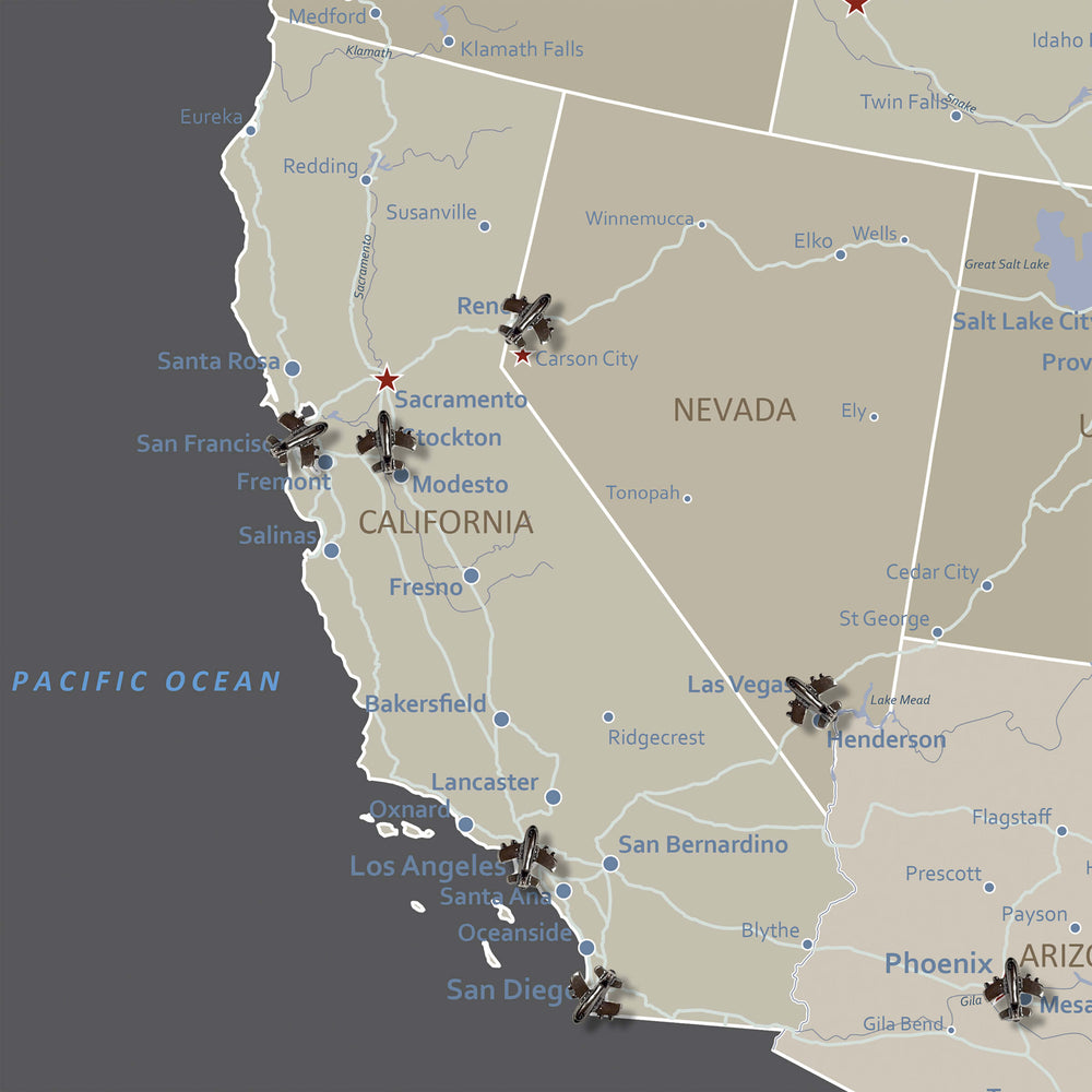Silver Airplane Push Pins | Travel Map Pins | Push Pin Travel Maps