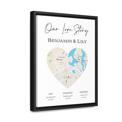 Puzzle Piece Heart Map Art | Personalized Couple Gift | Option 5